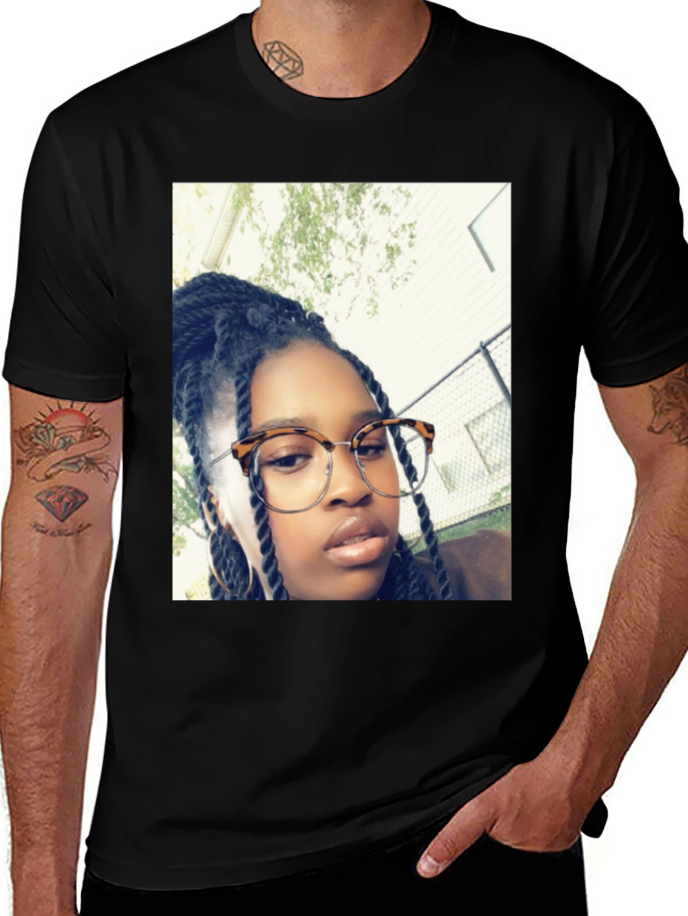 Variant 16 of Personalized Photo Print Black T-Shirt