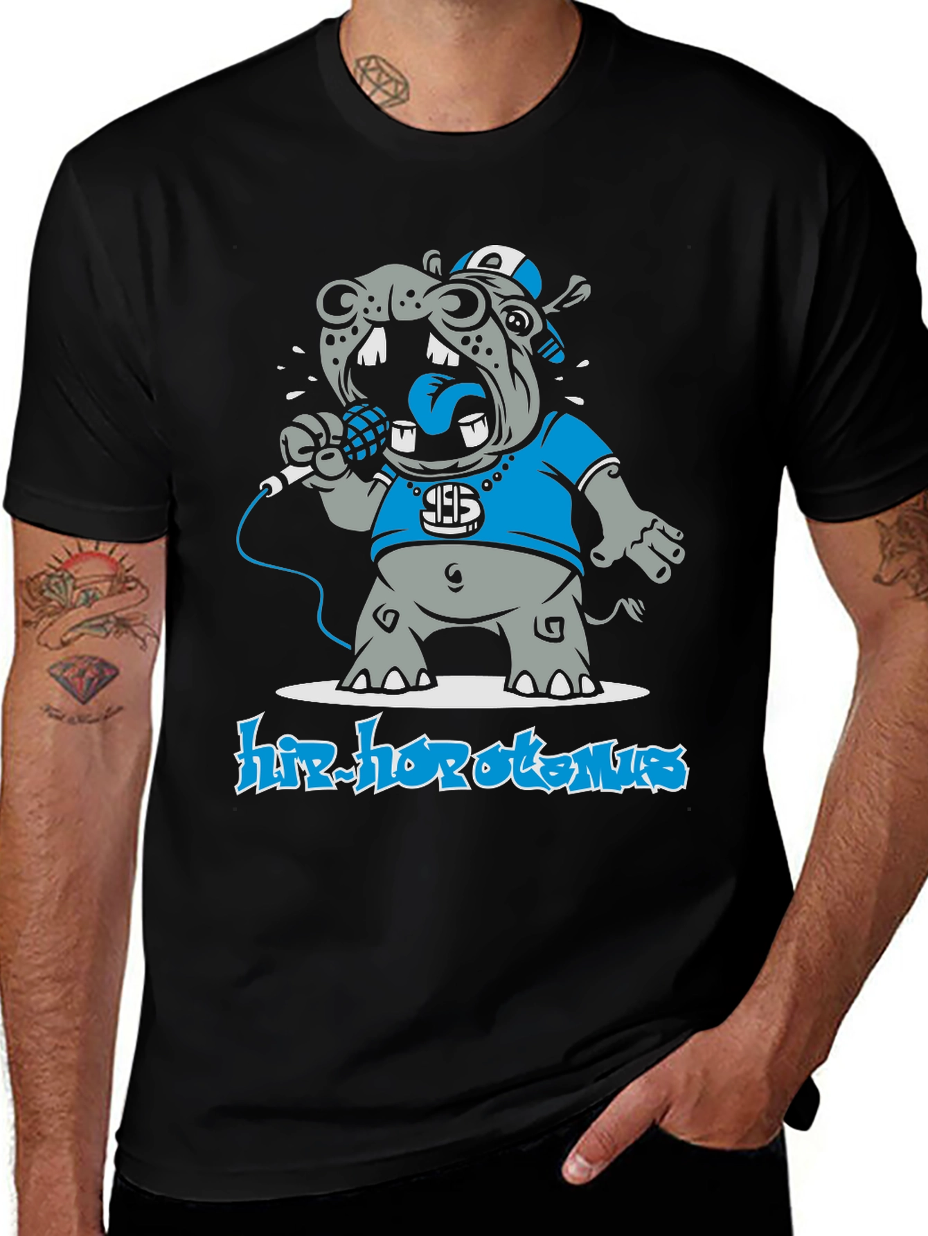 Variant 27 of Hip Hop Hippopotamus Graphic T-Shirt