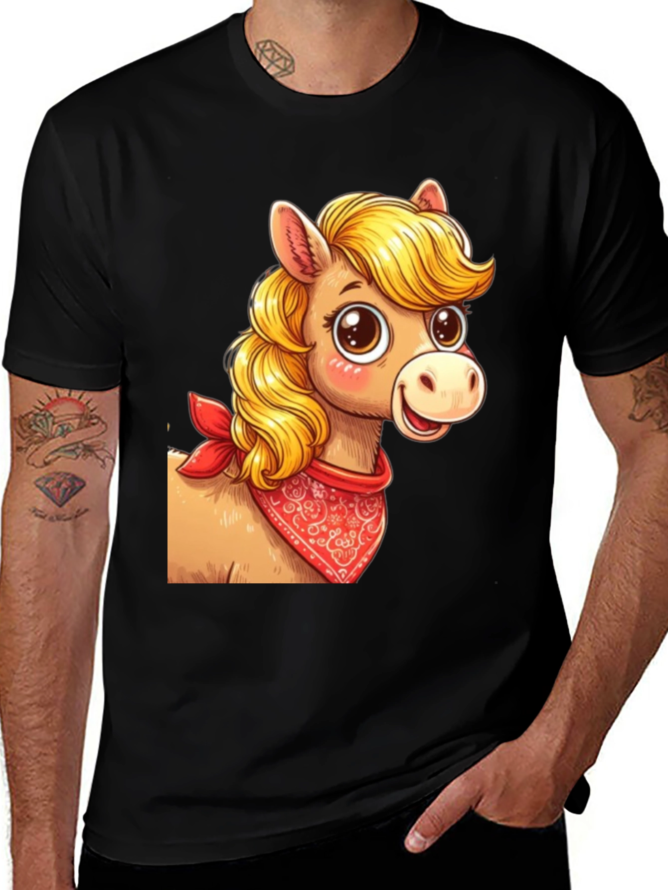 Variant 29 of Cartoon Horse Bandana Graphic T-Shirt