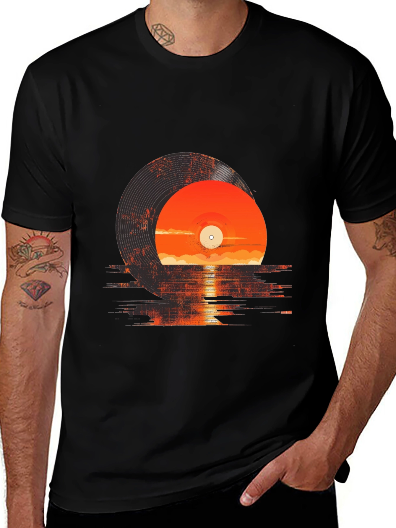 Variant 25 of Vinyl Record Sunset Graphic Tee - Retro Music T-Shirt