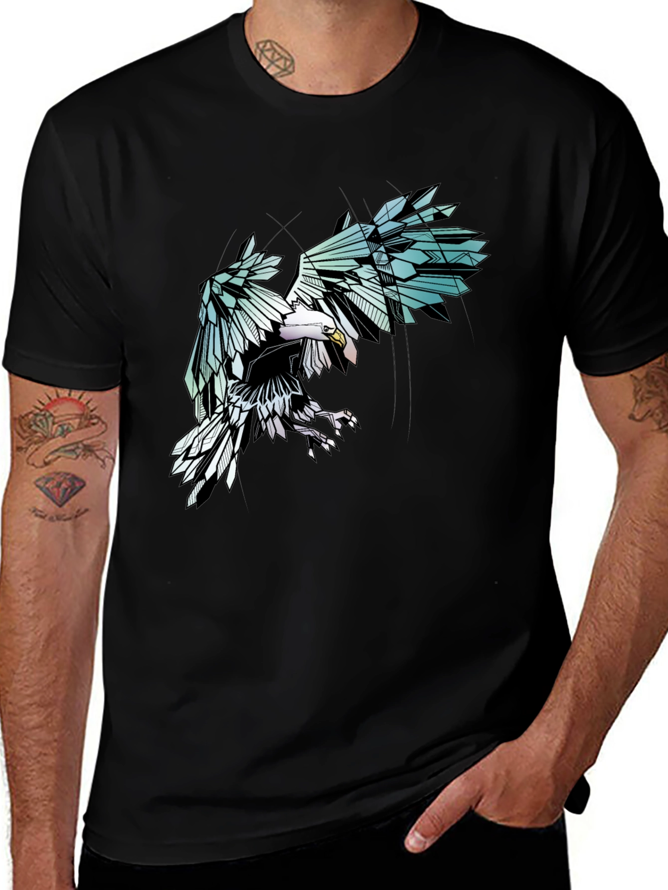 Variant 20 of Geometric Eagle Graphic Black T-Shirt