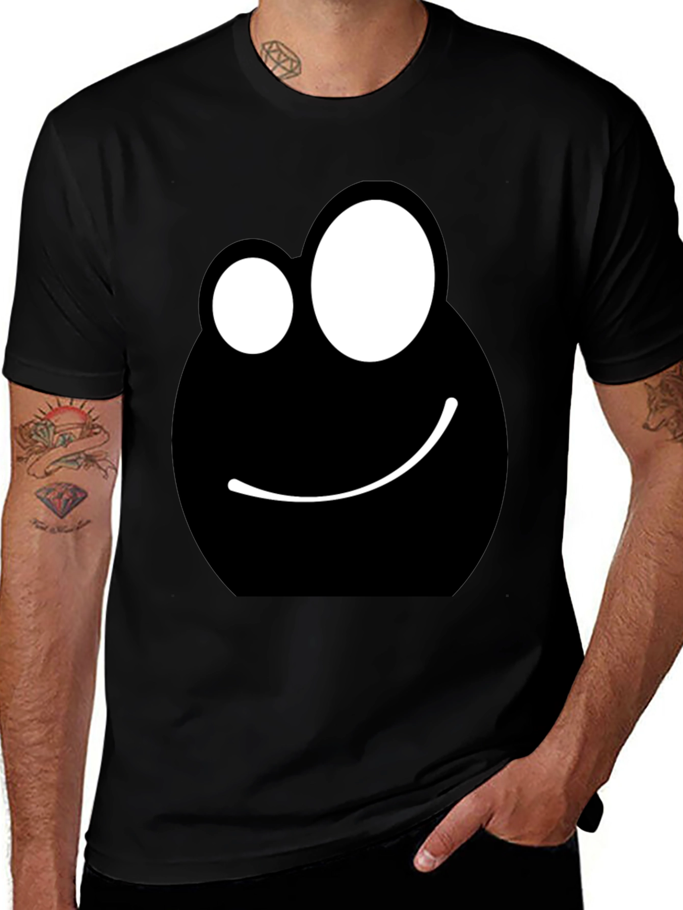 Variant 9 of Cartoon Character Graphic Tee - Black T-Shirt
