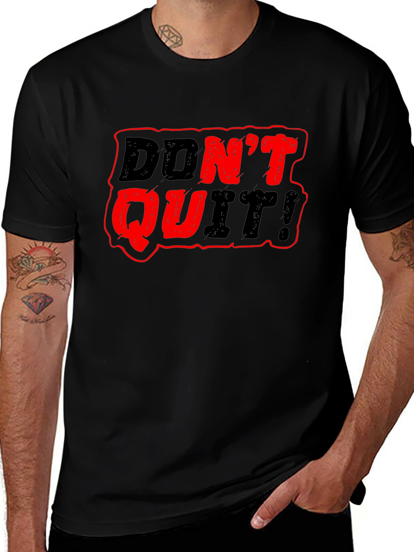 Variant 3 of Motivational 'Don't Quit!' Graphic Black T-Shirt