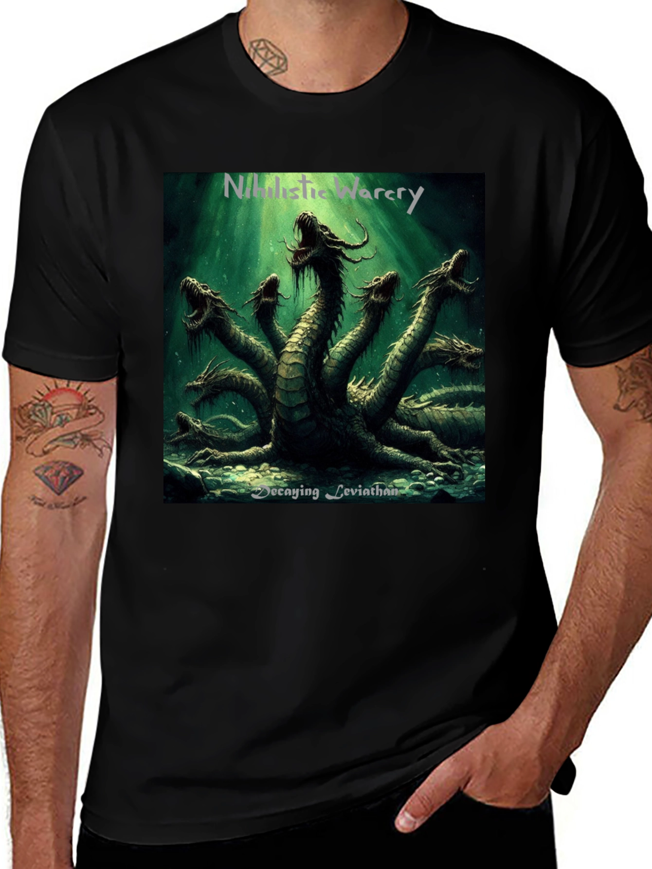 Variant 24 of Leviathan Hydra Graphic Black T-Shirt