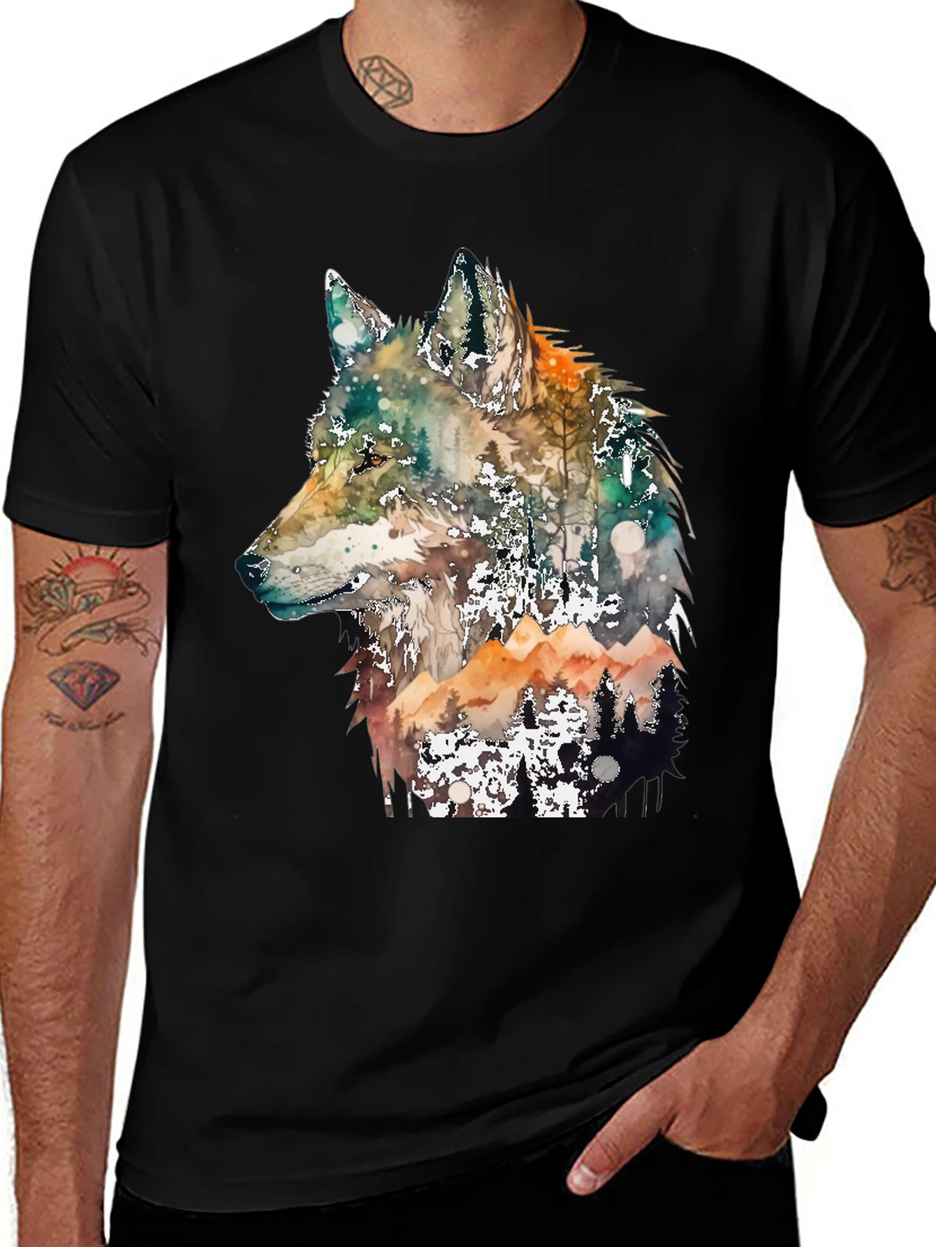 Variant 12 of Wolf Forest Graphic Tee - Nature Inspired Design