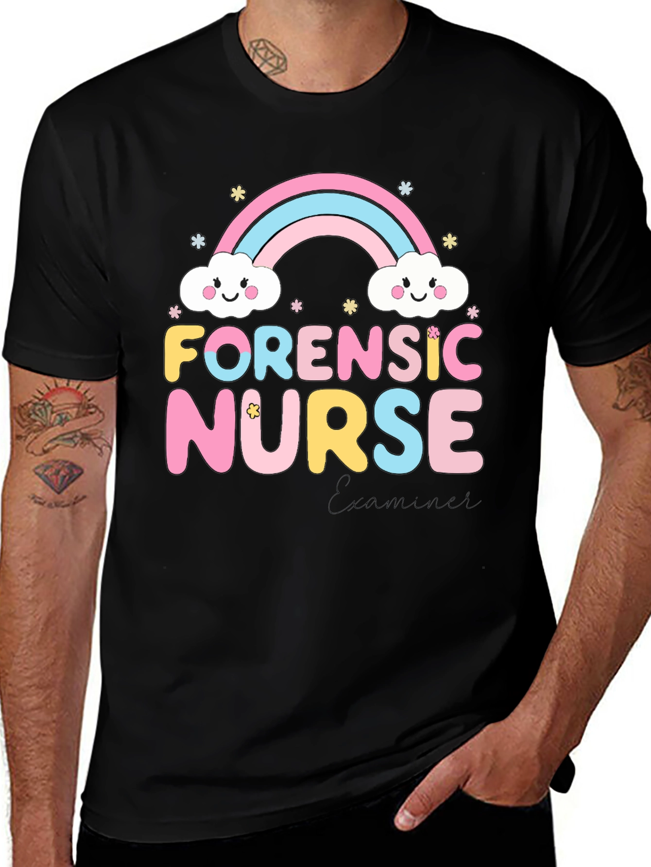 Forensic Nurse T-Shirt Rainbow Design Cute