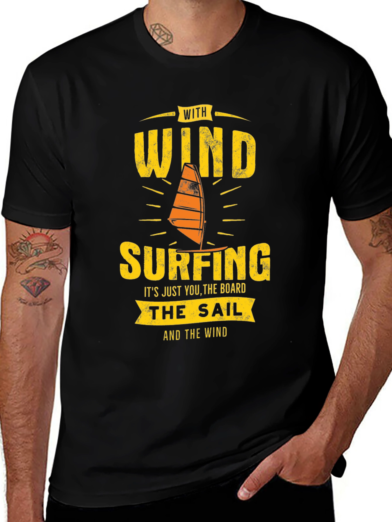 Variant 22 of Wind Surfing T-Shirt: Just You, the Board, the Sail, and the Wind