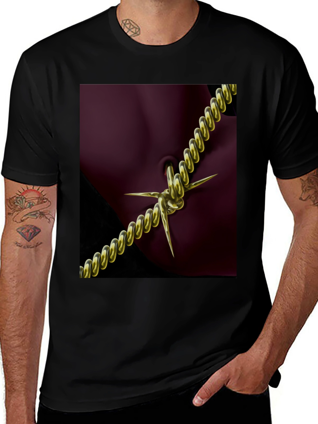 Variant 11 of Edgy Chain Graphic Tee - Unique Statement Shirt