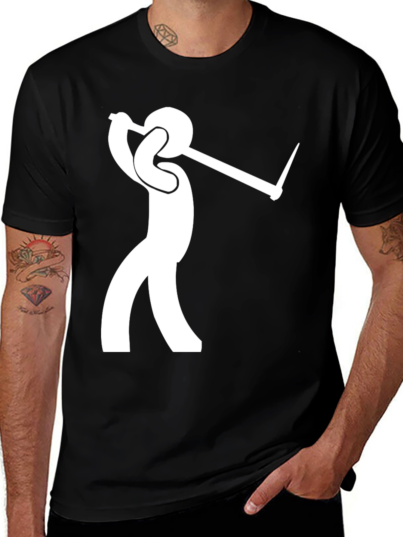 Variant 27 of Golfing Stick Figure Black T-Shirt