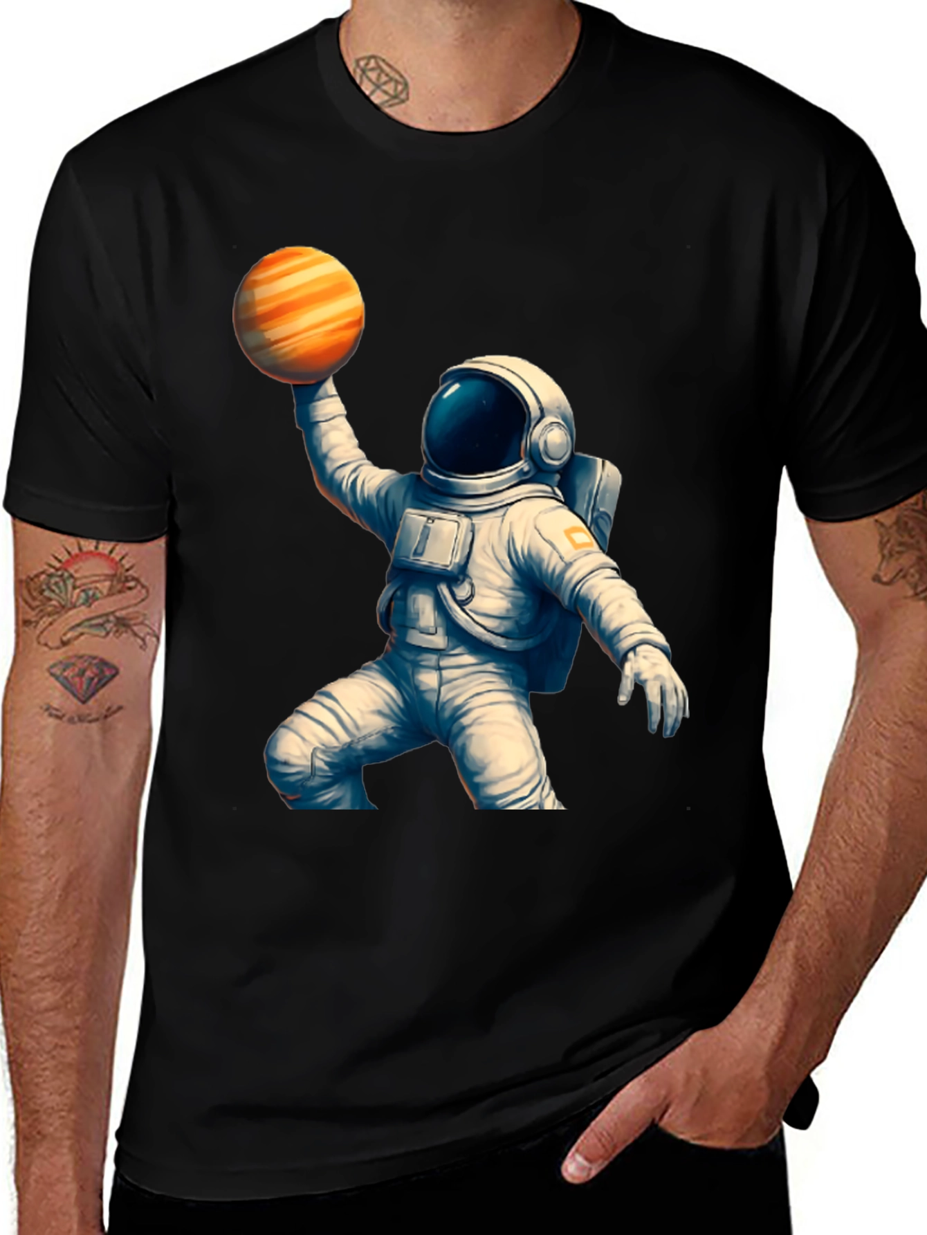 Variant 11 of Astronaut Holding Planet T-Shirt - Space Lover Gift
