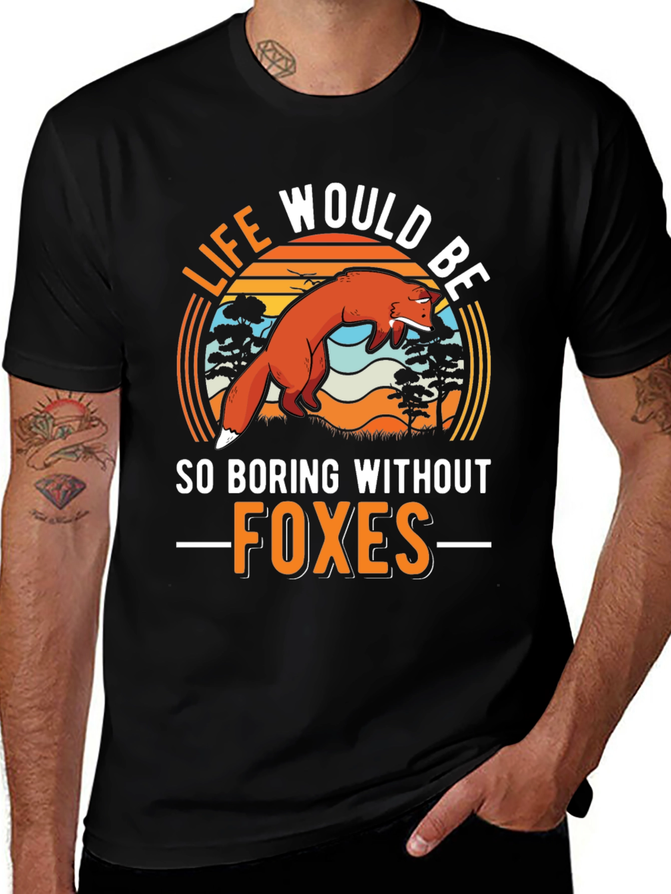 Variant 14 of Life Would Be So Boring Without Foxes Black T-Shirt