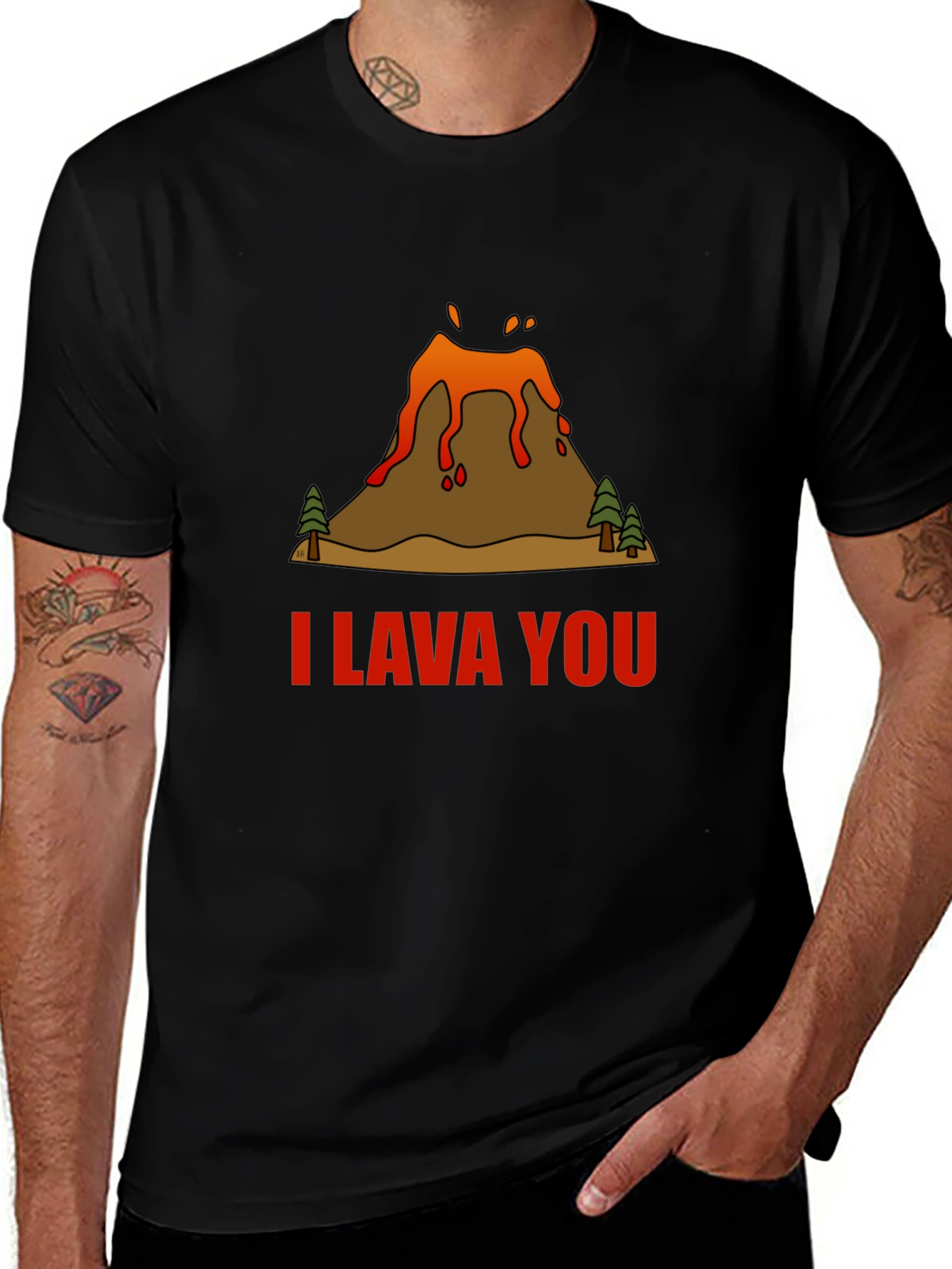 Variant 26 of I Lava You Volcano Graphic Tee - Black