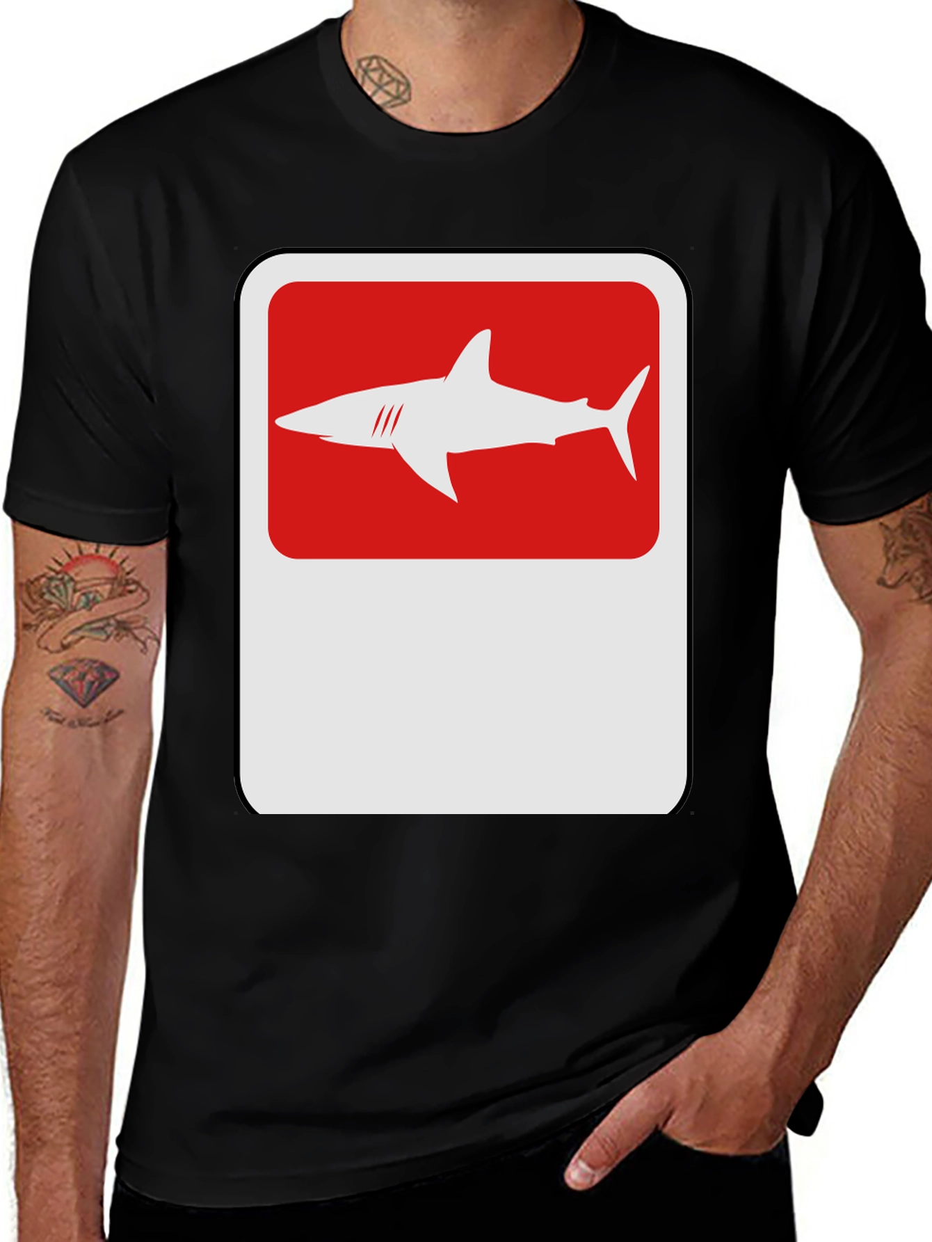Variant 23 of Shark Sign Graphic Tee - Modern Black T-Shirt