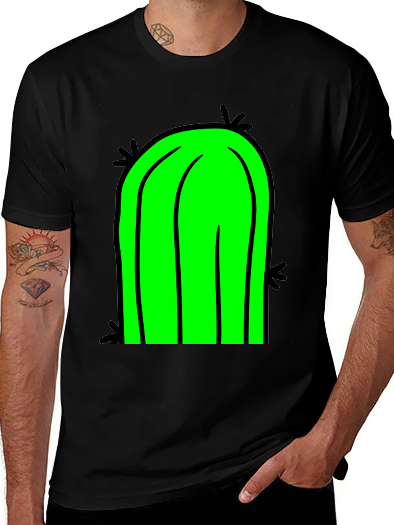 Variant 7 of Cactus Graphic T-Shirt - Black Cotton Tee