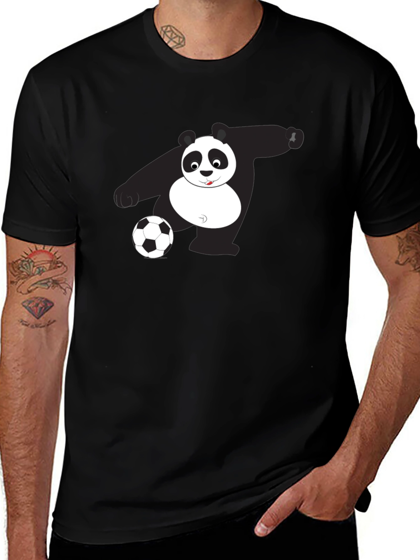 Variant 7 of Panda Soccer T-Shirt - Black Graphic Tee