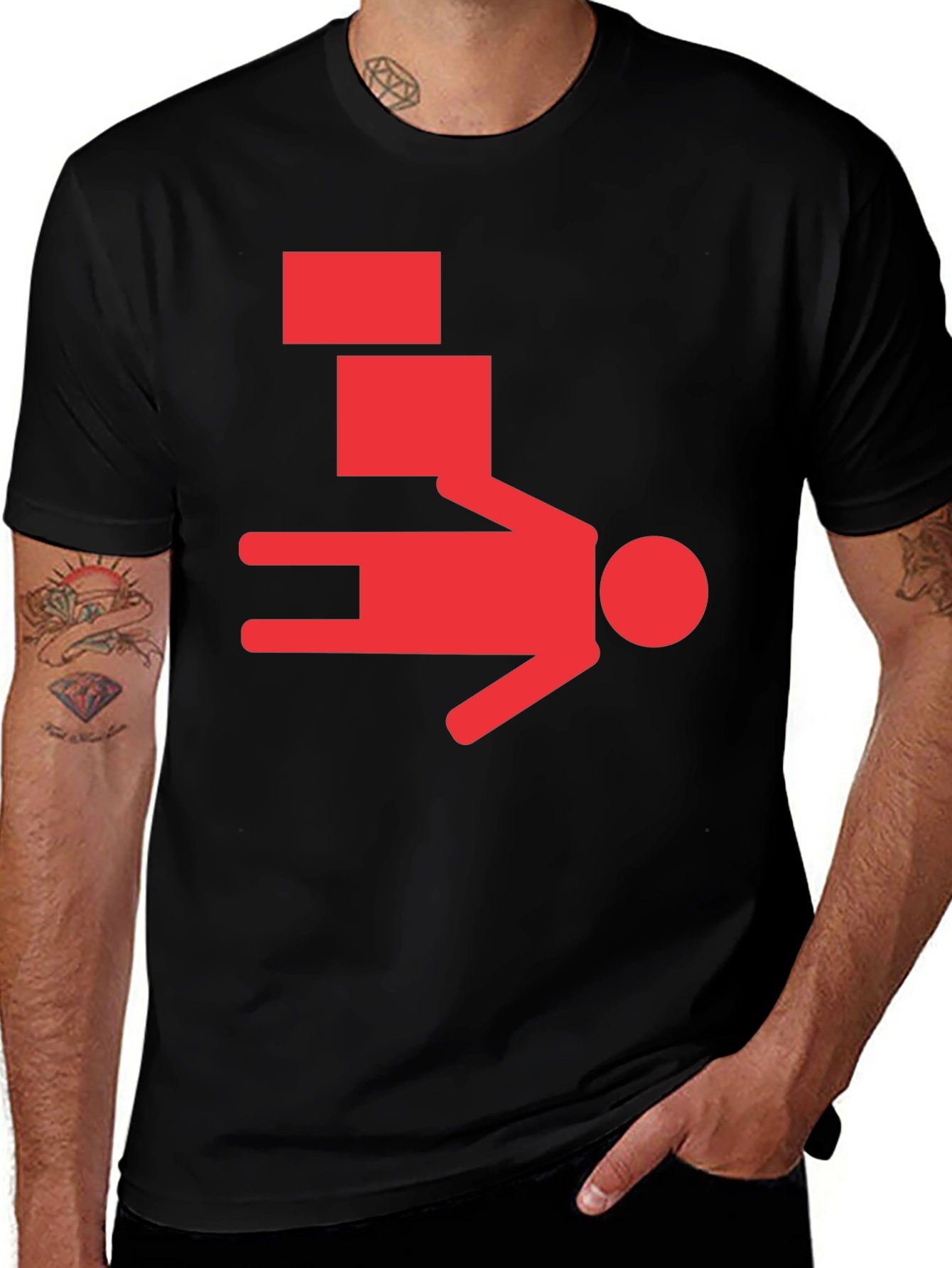 Variant 28 of Funny Box Man T-Shirt - Black Cotton Tee