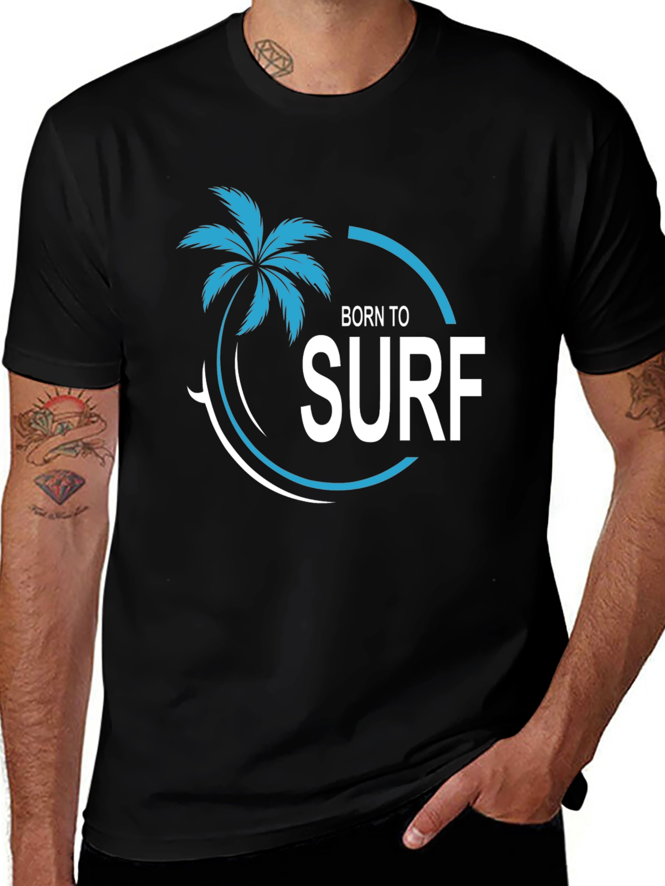 Variant 9 of Born To Surf Black T-Shirt - Island Vibe
