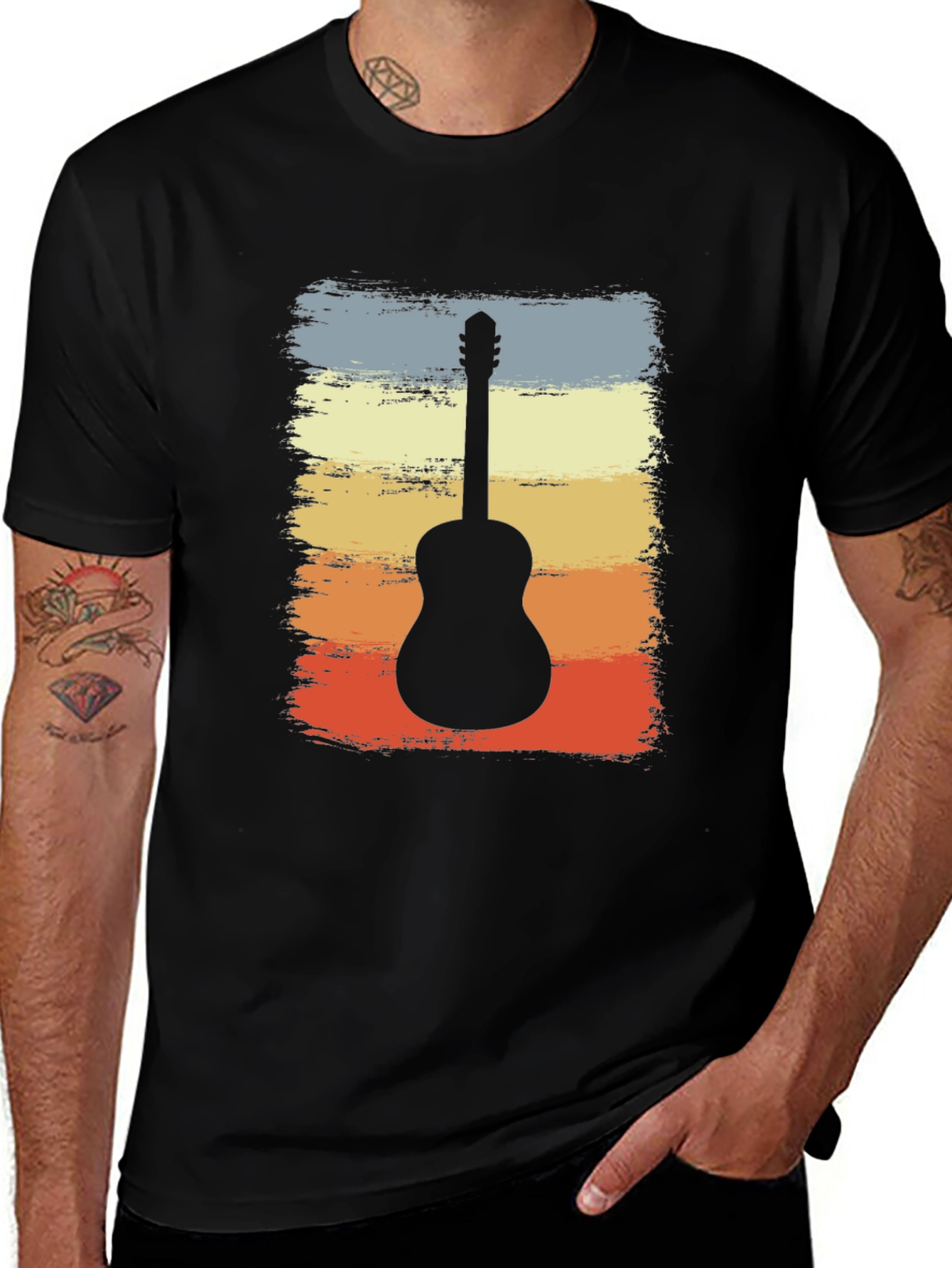 Variant 13 of Retro Guitar Silhouette T-Shirt - Music Lover Tee