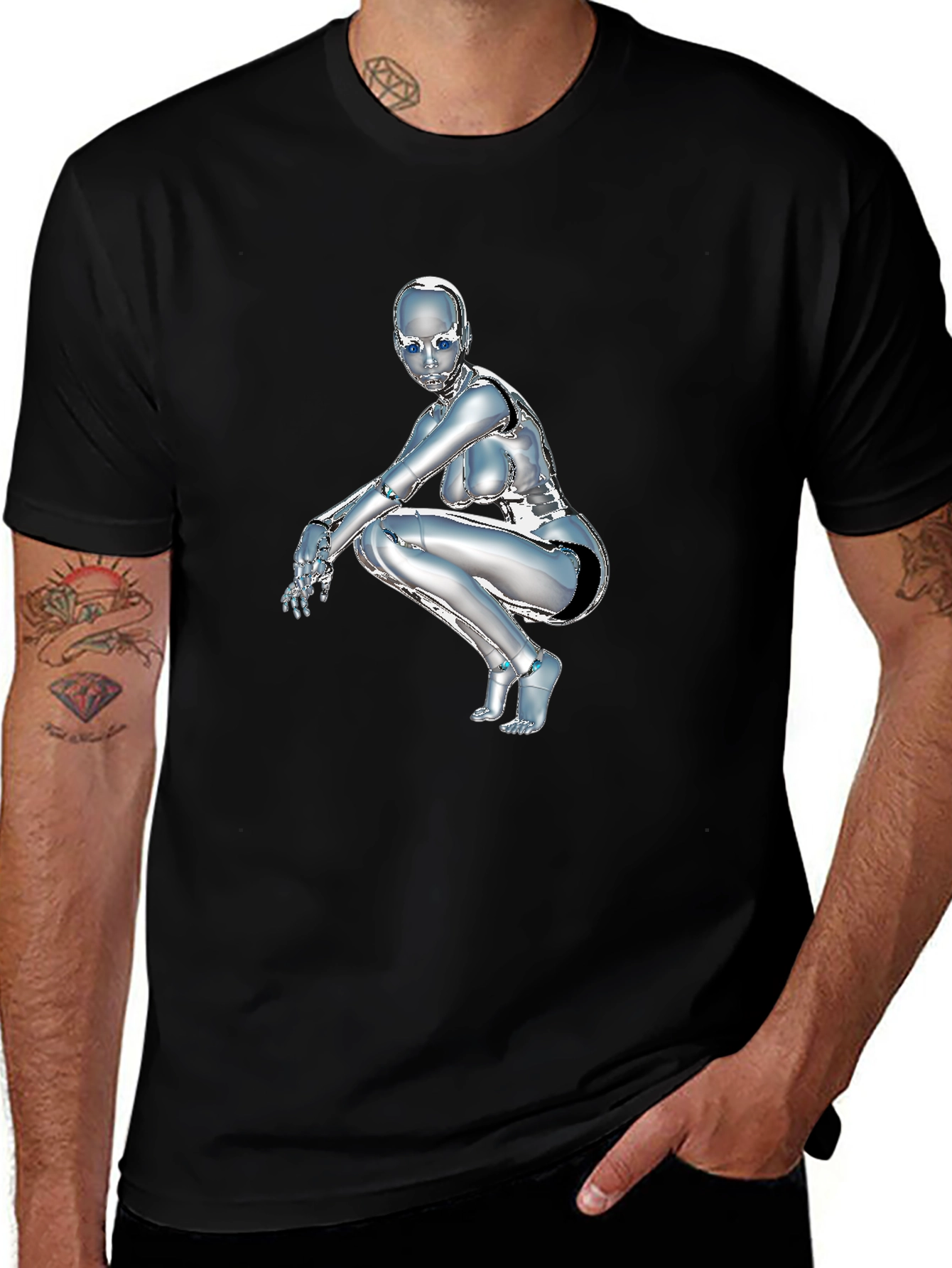Variant 12 of Sci-Fi Android Woman T-Shirt - Black