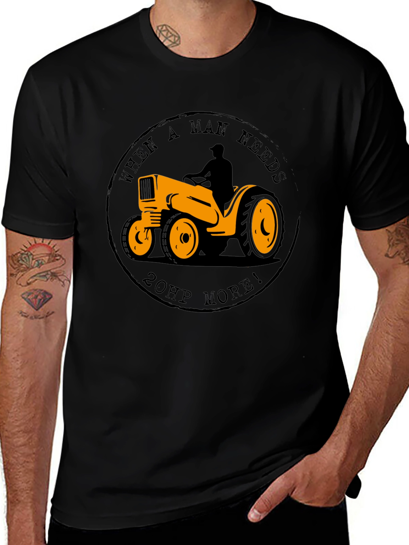 Man's Tractor 20HP T-Shirt - Black