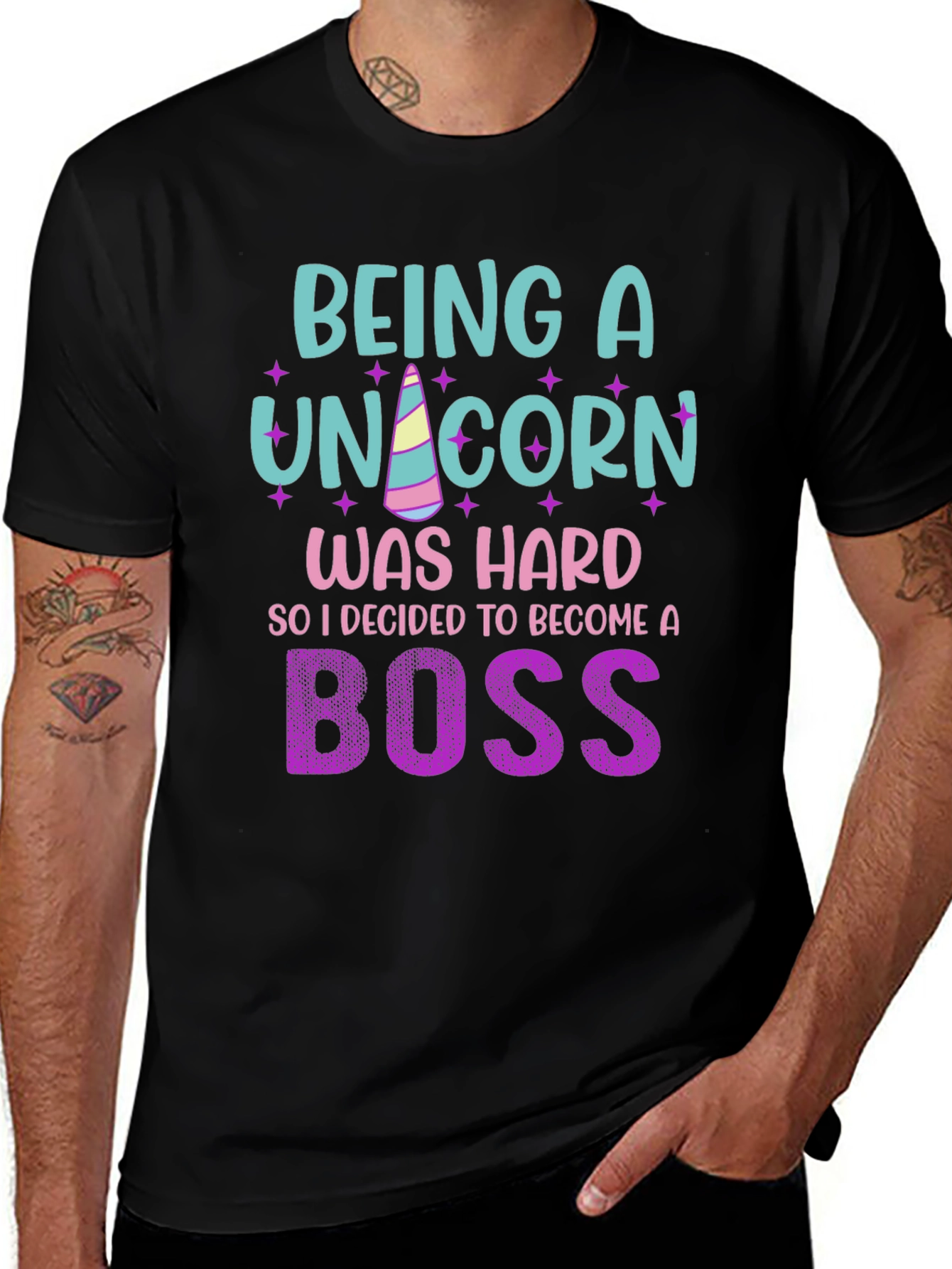 Black Being A Unicorn Was Hard - Funny Novelty T-Shirt main image