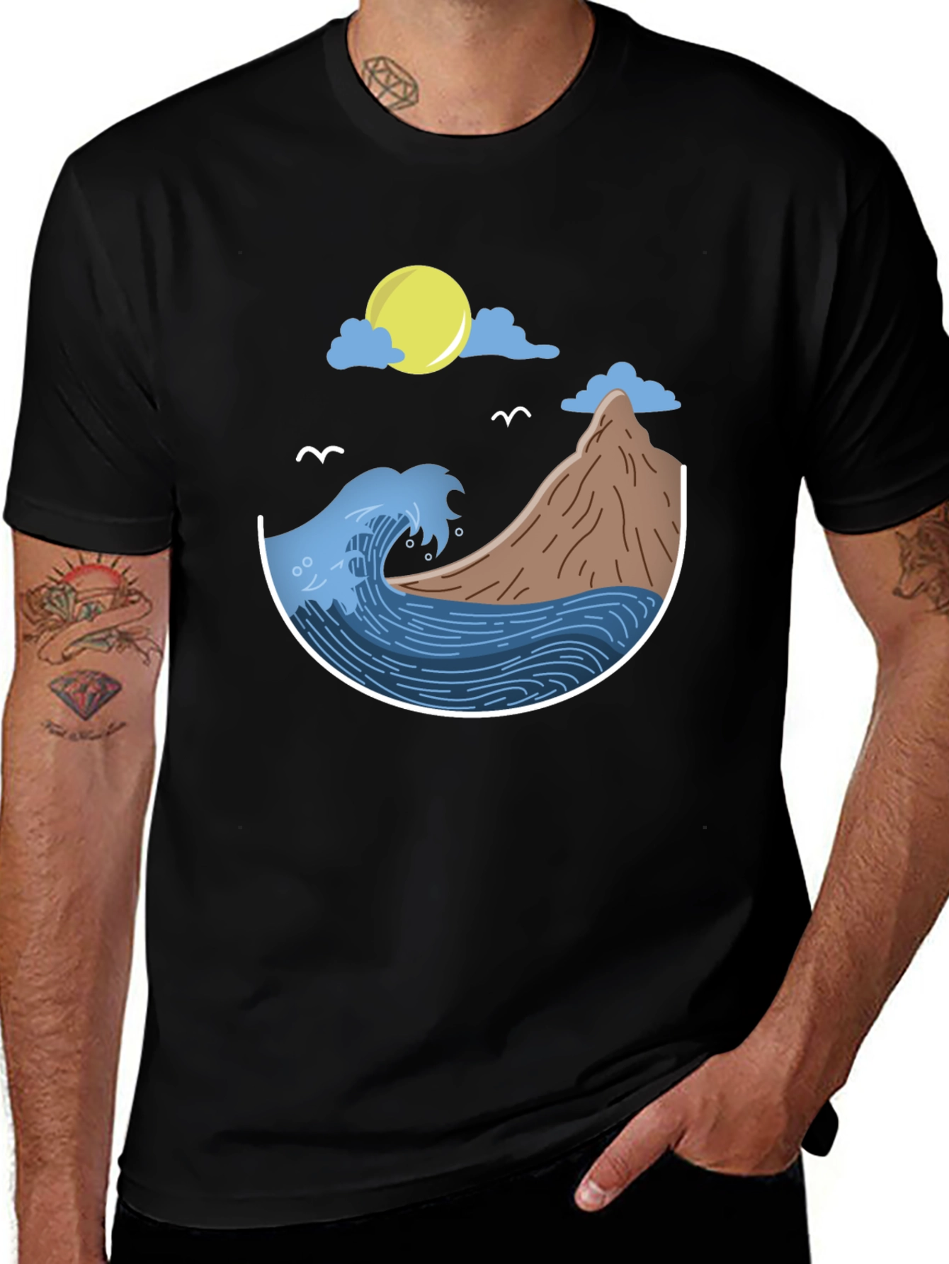 Variant 29 of Ocean Scene Graphic T-Shirt - Black