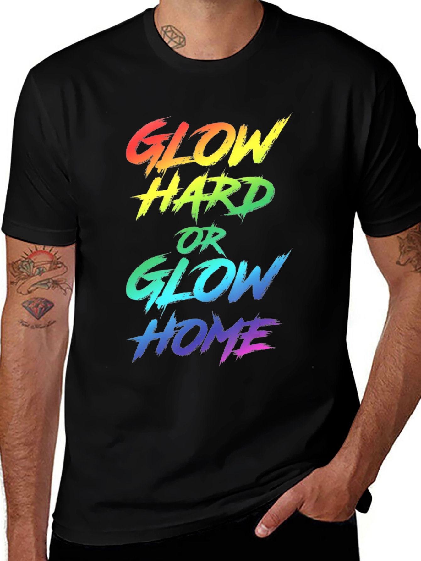 Variant 3 of Glow Hard T-Shirt - Rainbow Graphic Tee