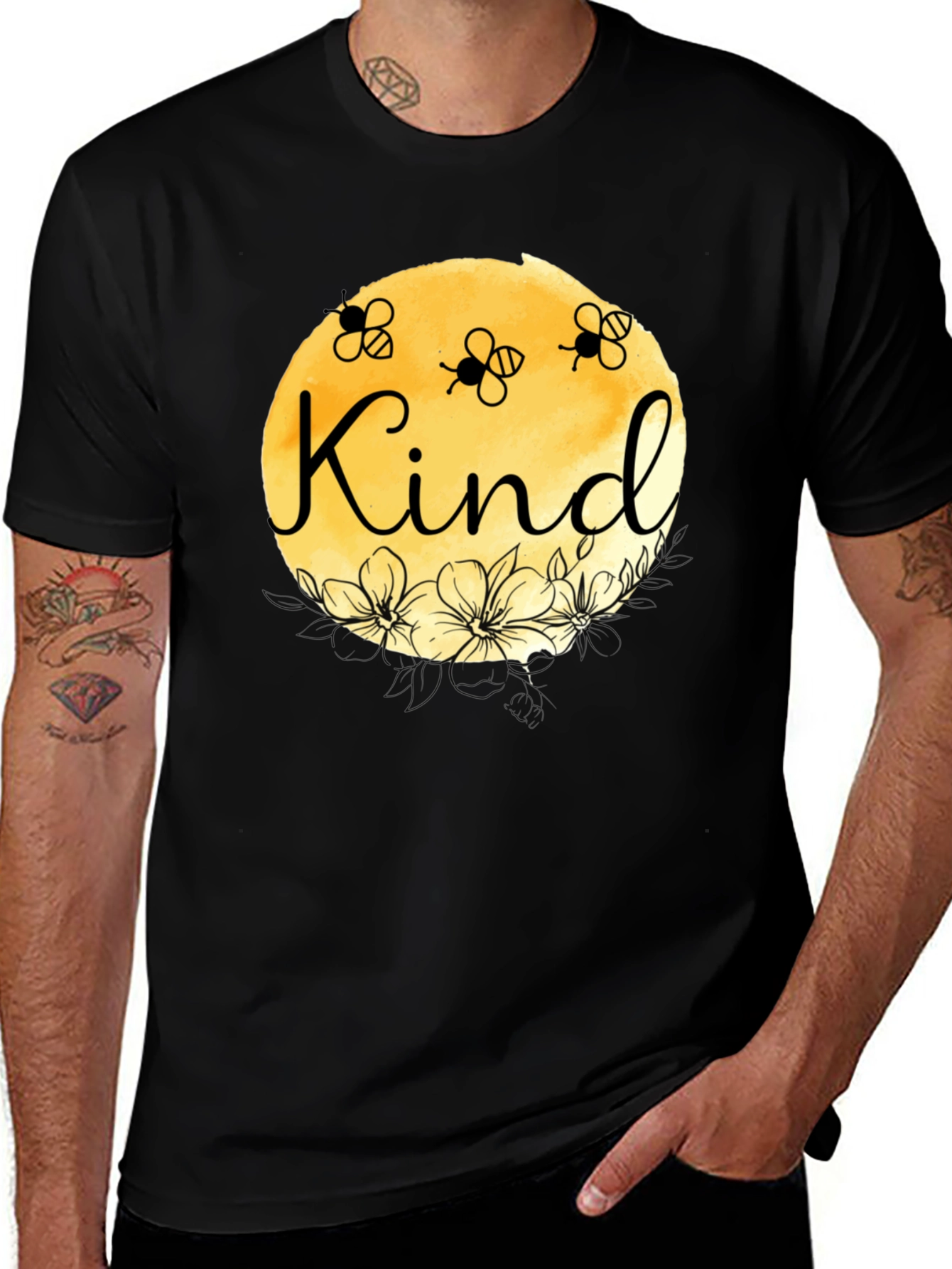 Variant 22 of Kind Bee Graphic Tee - Black Short Sleeve Shirt