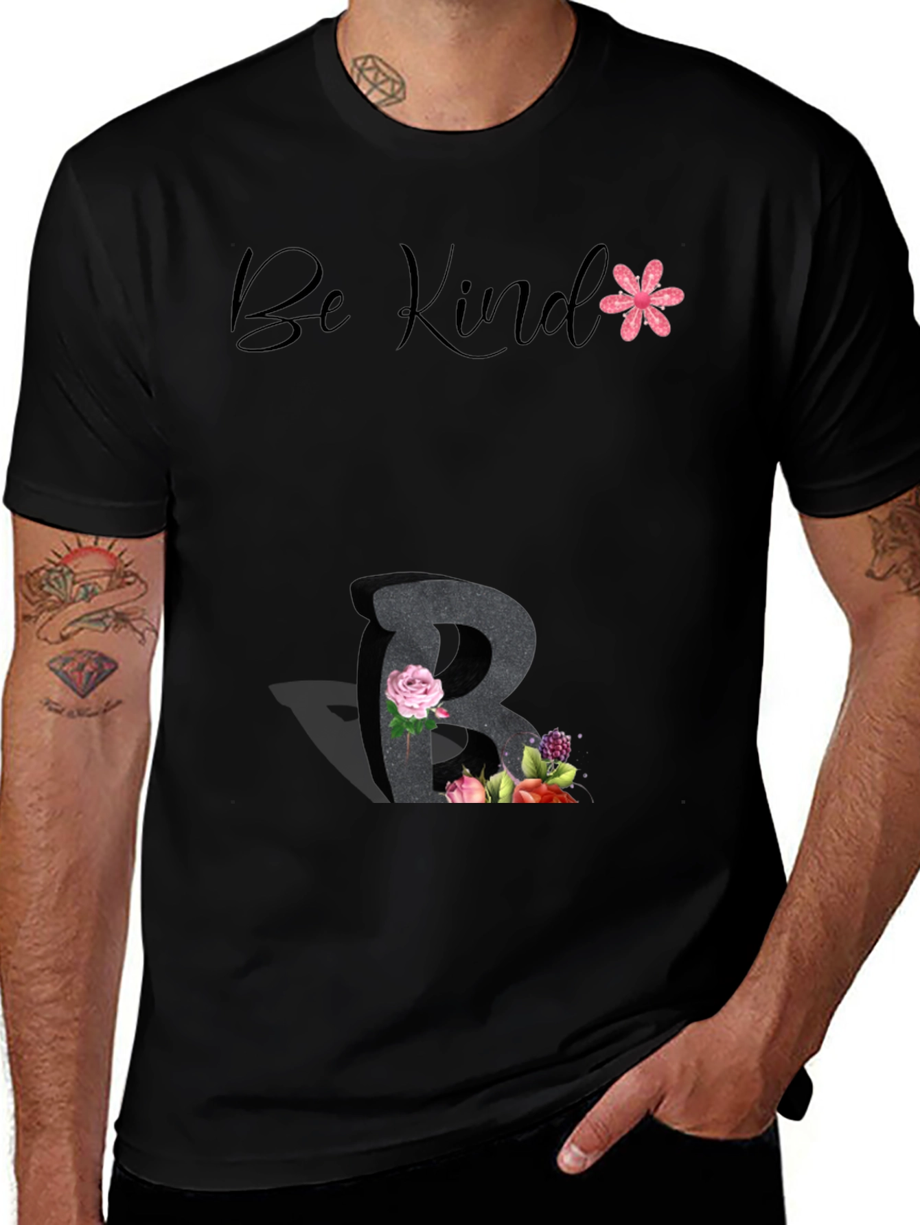 Variant 2 of Be Kind Floral Letter T-Shirt