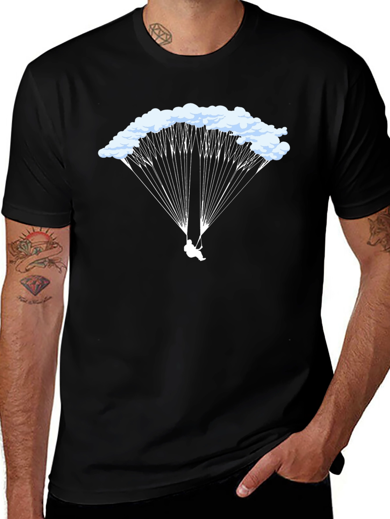 Black Parachute Graphic Tee - Skydiving T-Shirt main image