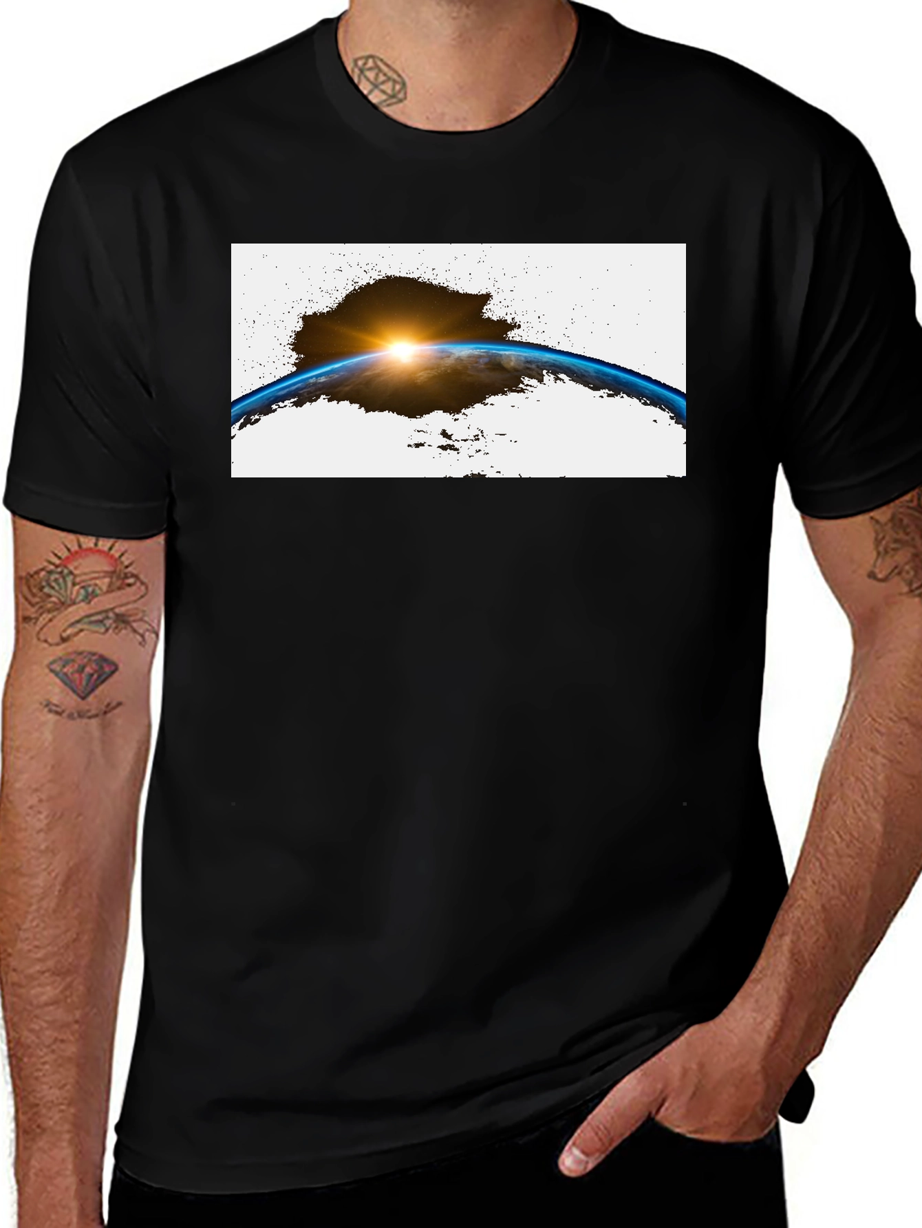 Variant 29 of Earth Sunrise Graphic Black T-Shirt
