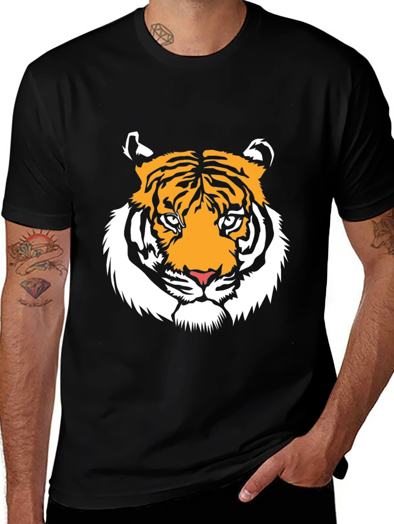 Variant 6 of Bold Tiger Graphic Tee - Black Cotton Blend