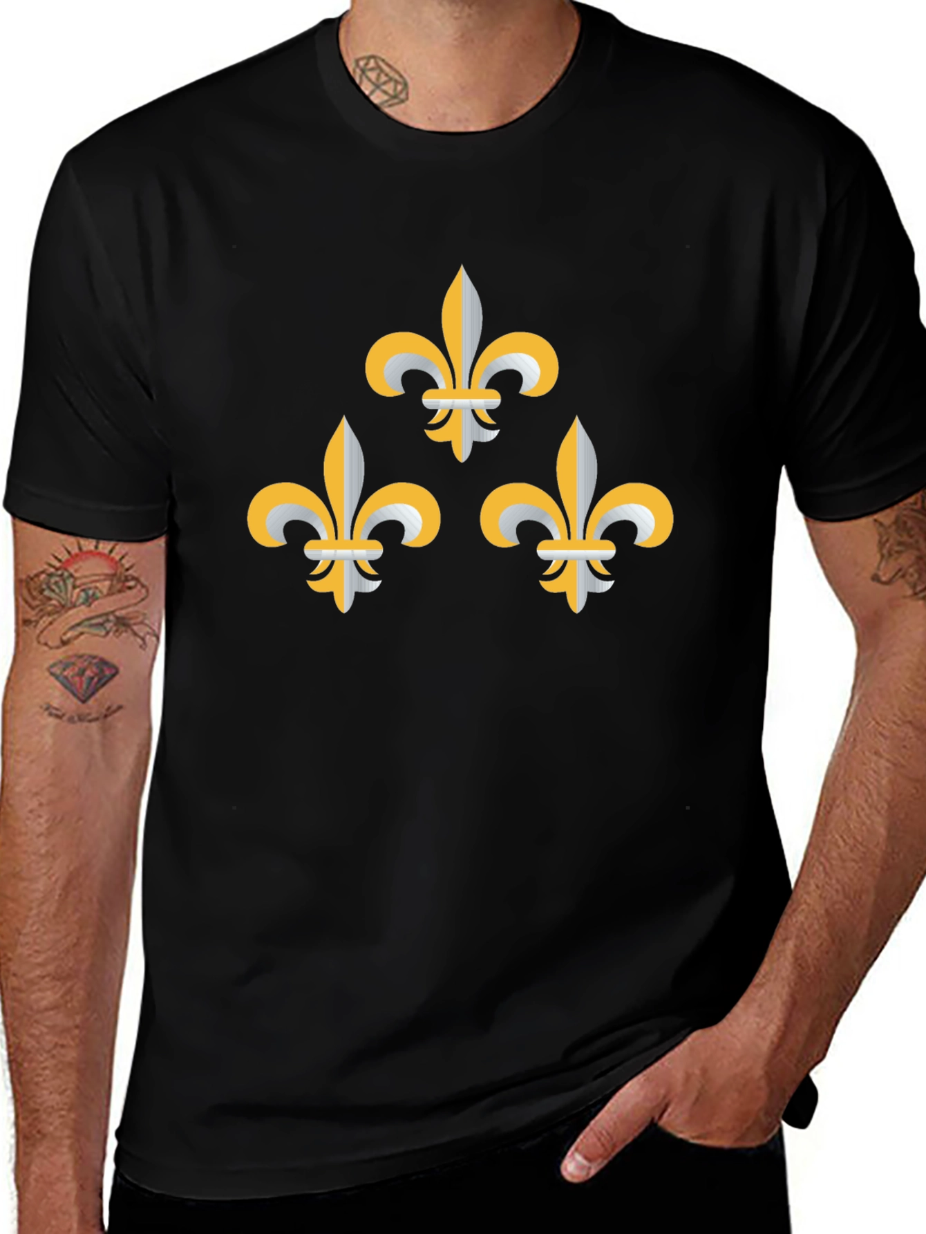 Variant 26 of Fleur-de-Lis Graphic Tee - Stylish Black T-Shirt