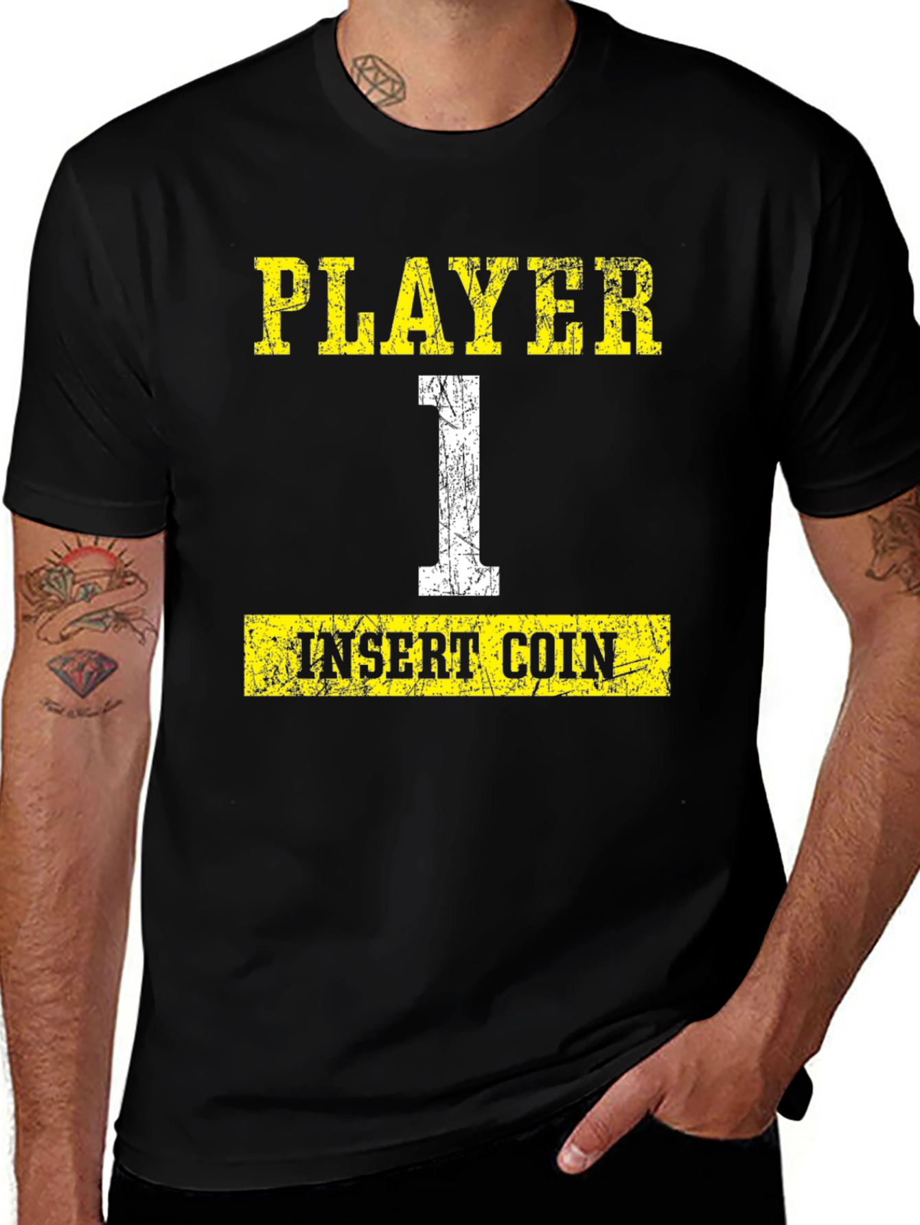 Variant 5 of Player 1 Insert Coin Black Graphic T-Shirt