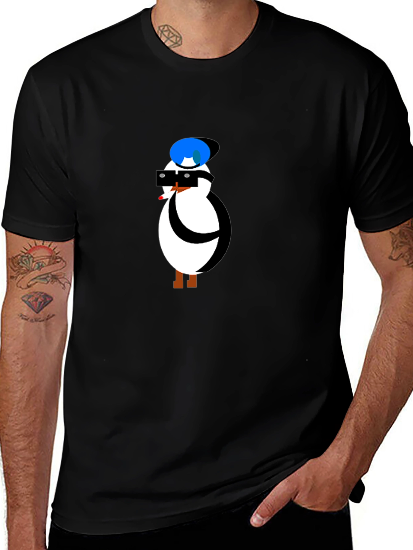 Variant 16 of Cool Penguin Graphic Black T-Shirt