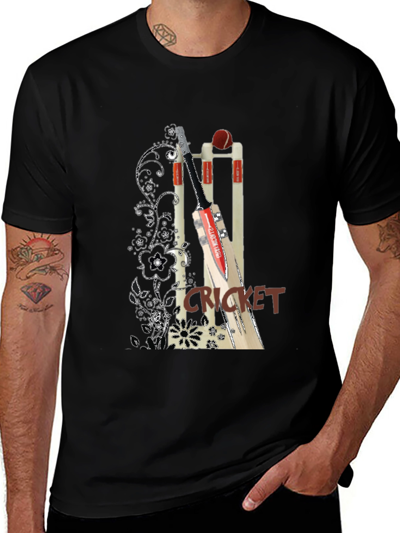 Cricket T-Shirt: Bat & Ball Design