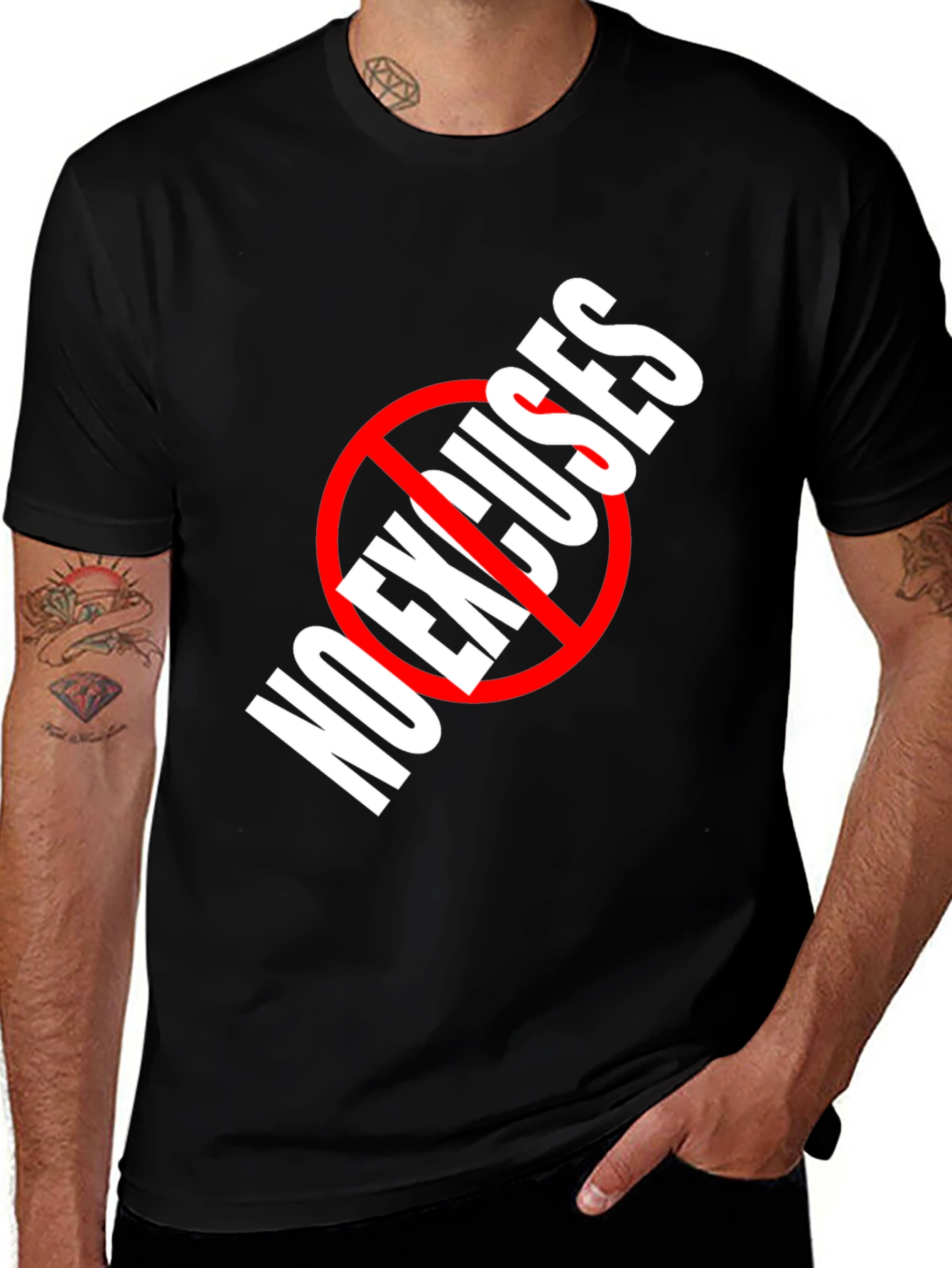 Variant 24 of No Excuses Graphic Tee - Black Cotton T-Shirt