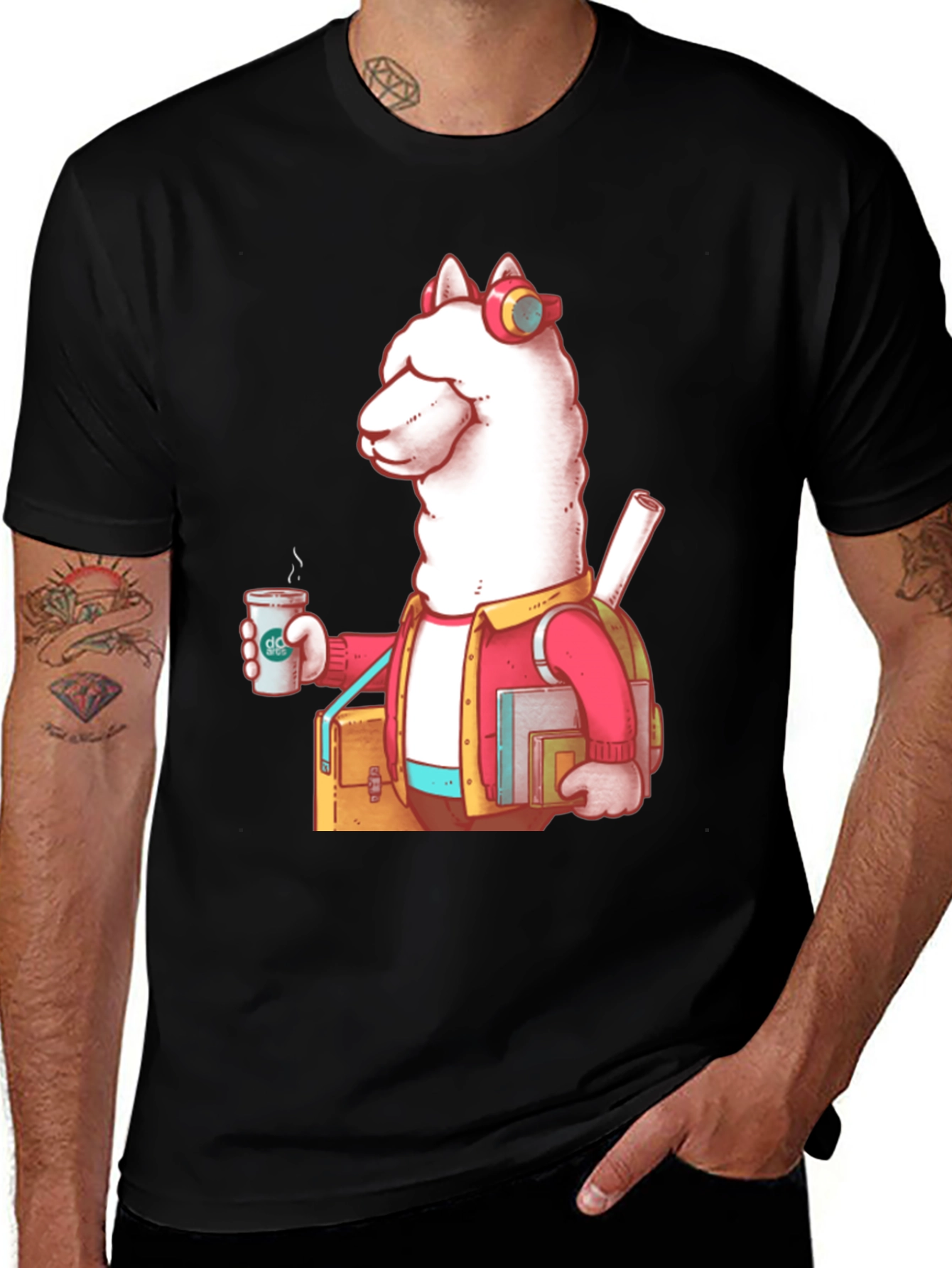 Variant 14 of Cool Llama Student Graphic Tee