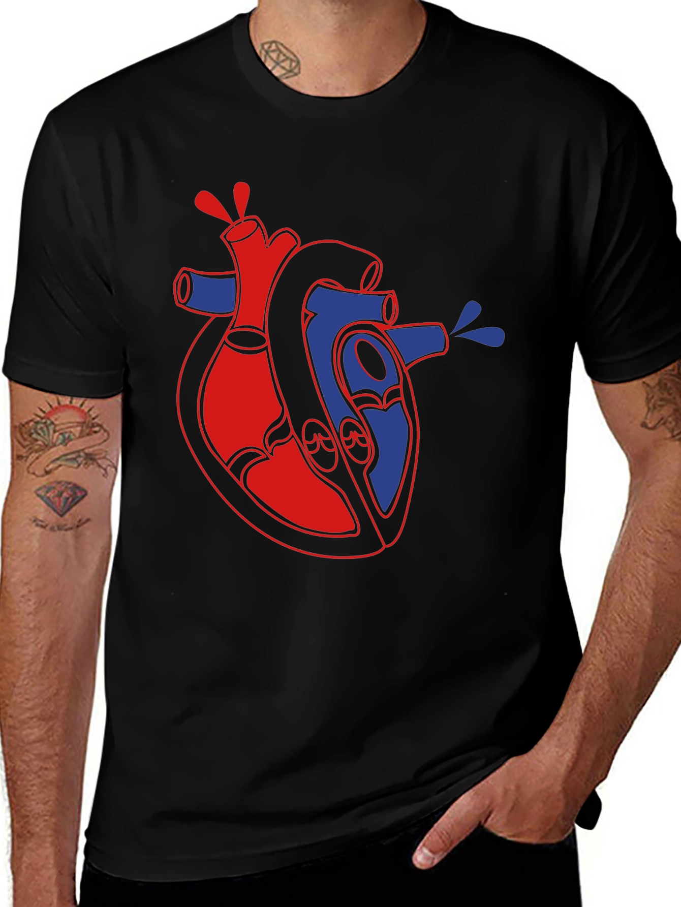 Variant 9 of Anatomical Heart Graphic Black T-Shirt
