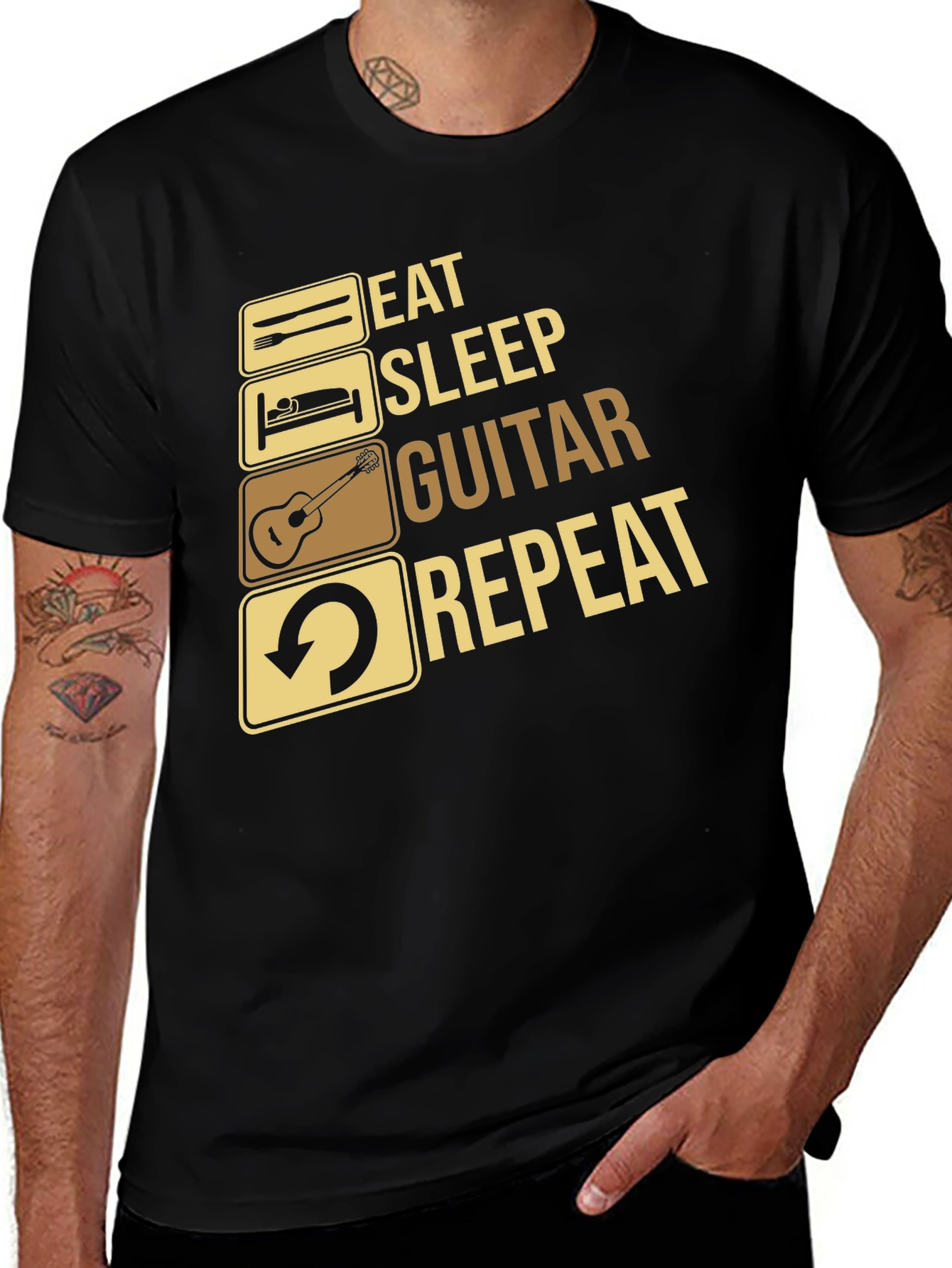 Variant 9 of Eat Sleep Guitar Repeat Graphic Tee