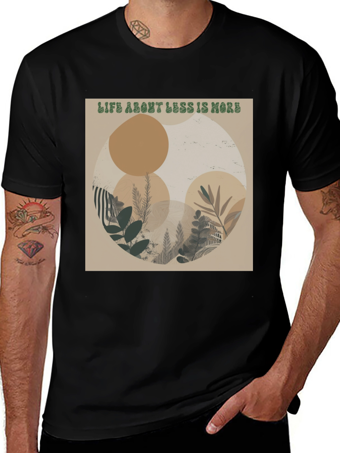 Variant 11 of Minimalist Botanical Graphic Tee - Life About Less is More