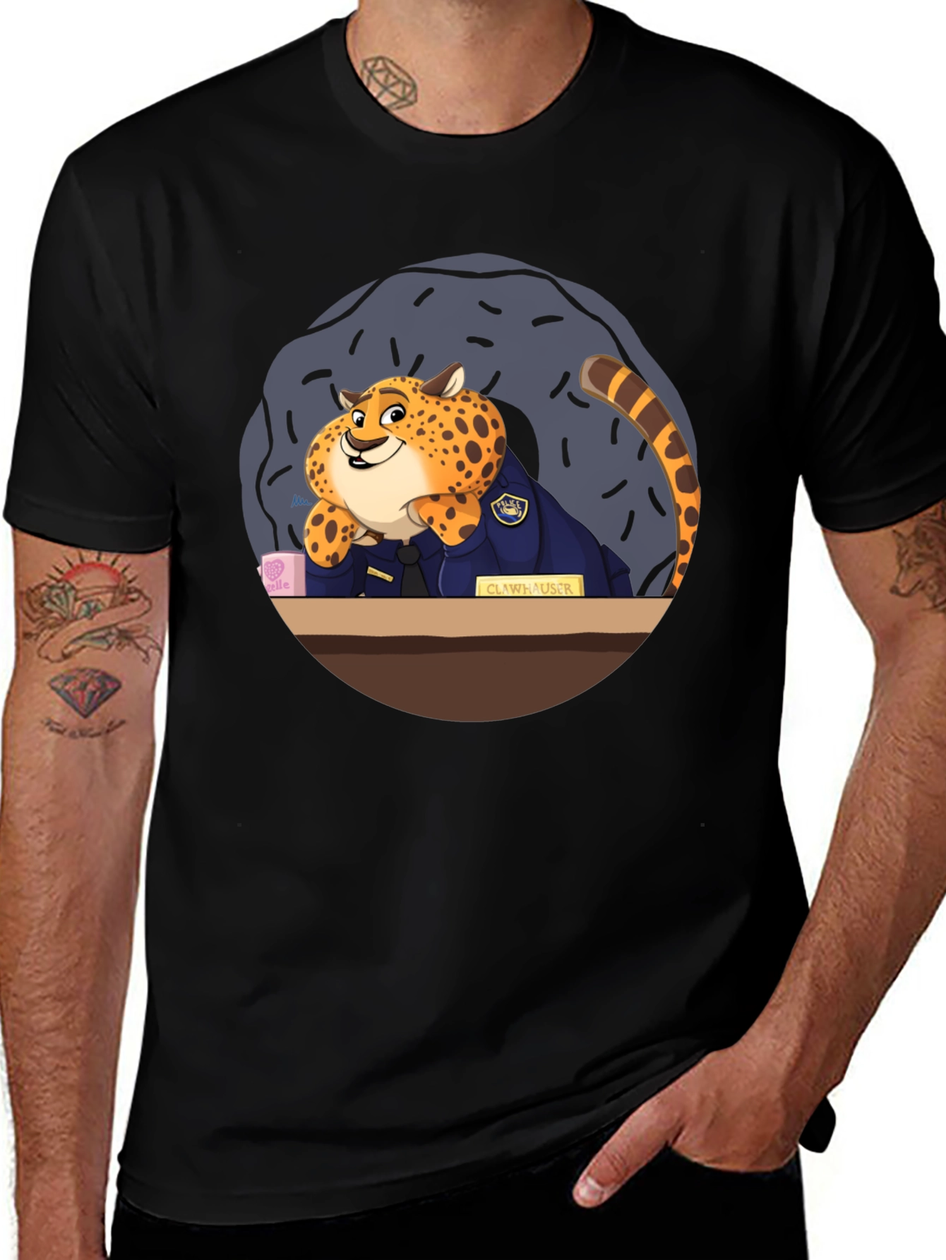 Zootopia Clawhauser T-Shirt - Black Graphic Tee
