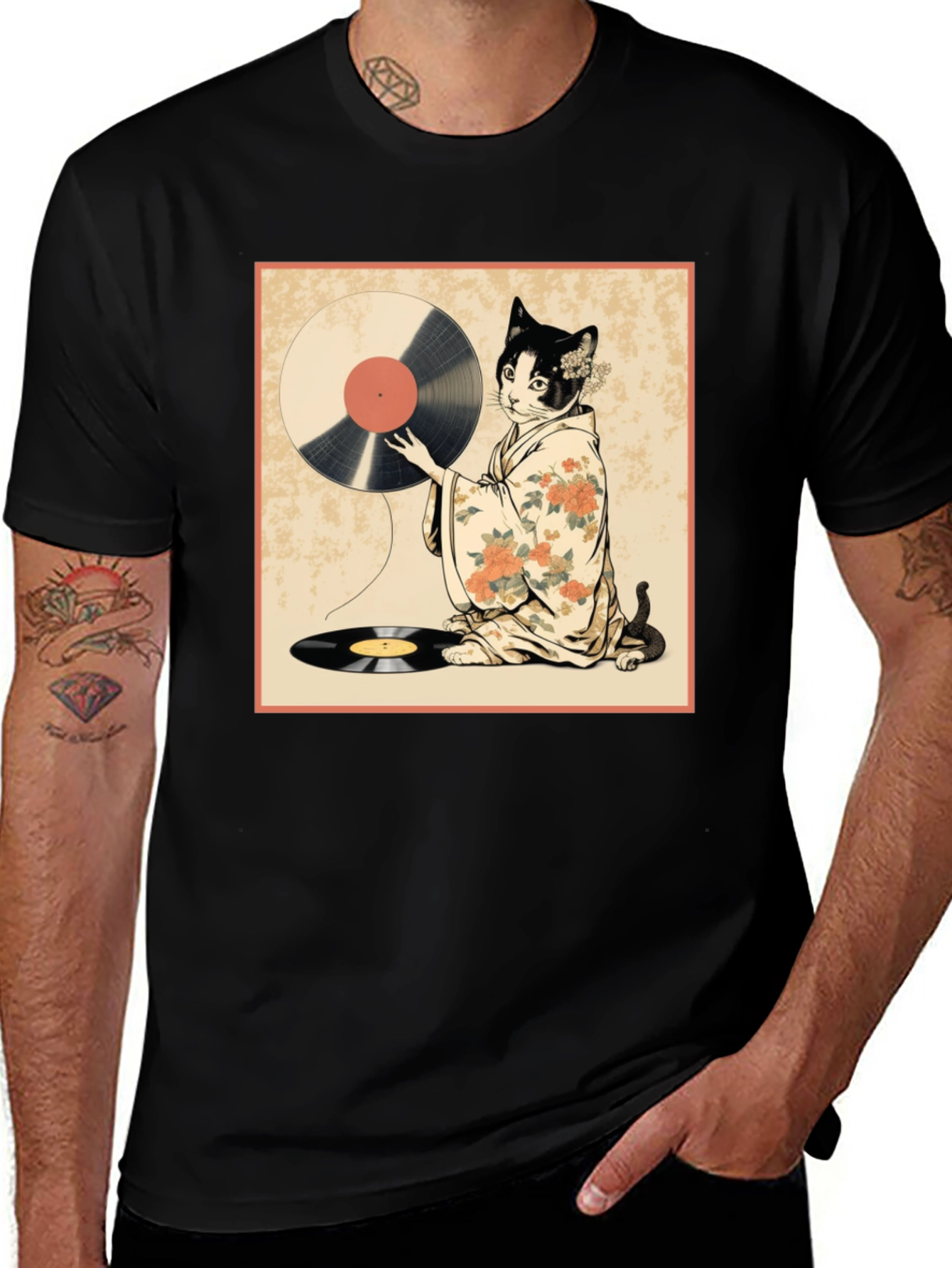 Variant 25 of Cat DJ T-Shirt - Vinyl Record Lover