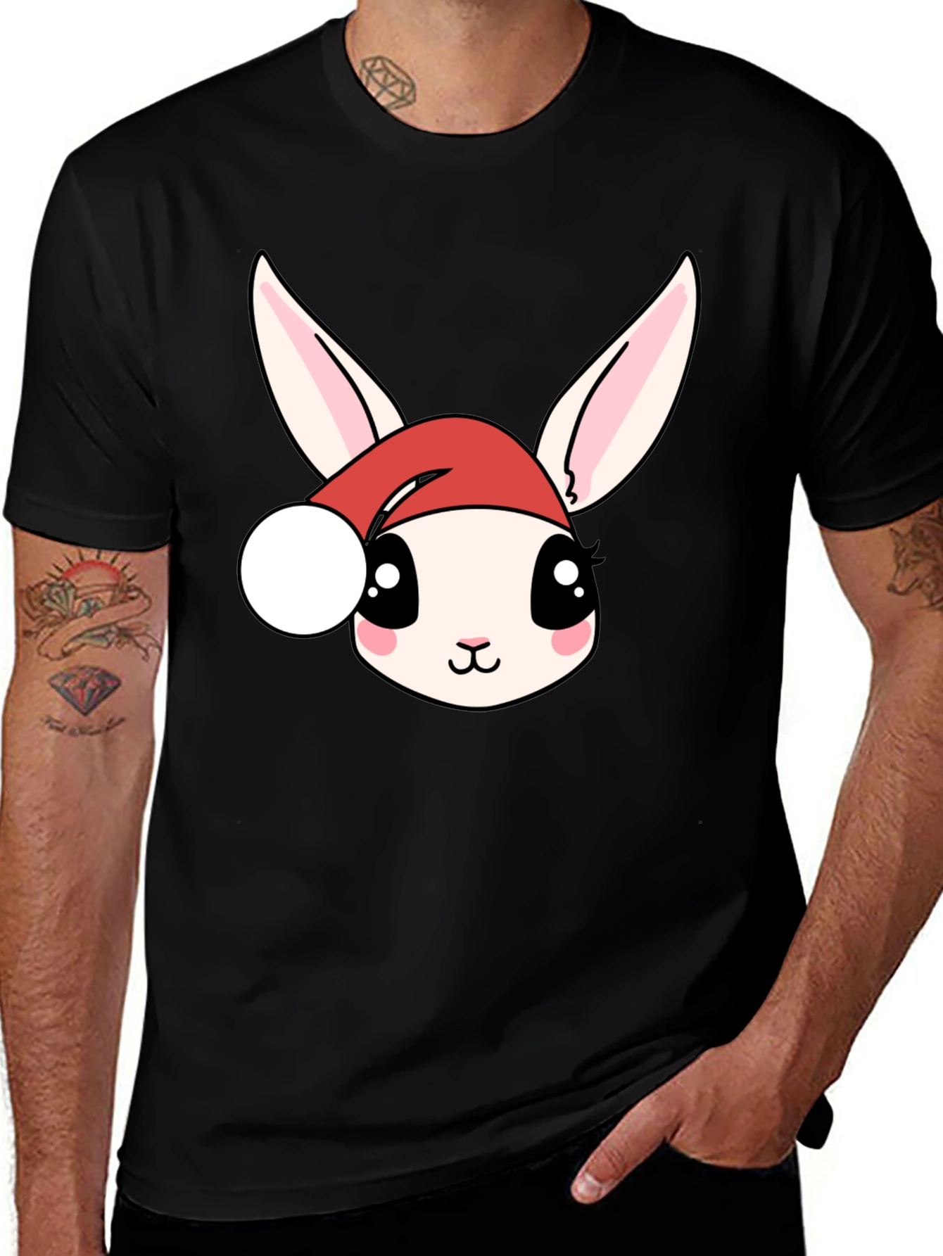 Variant 25 of Cute Bunny in Santa Hat Graphic Tee