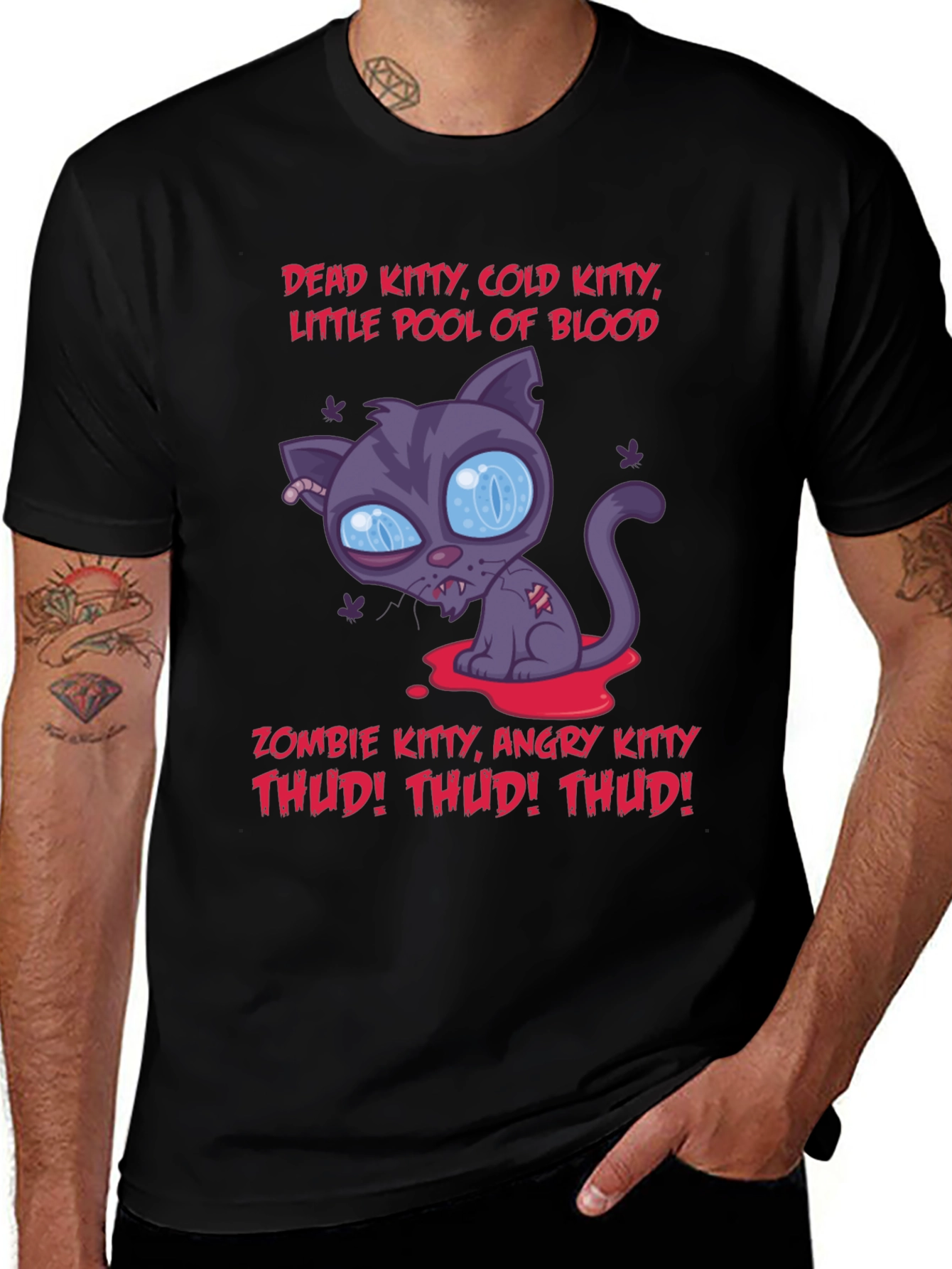 Variant 26 of Zombie Kitty Graphic T-Shirt - Halloween
