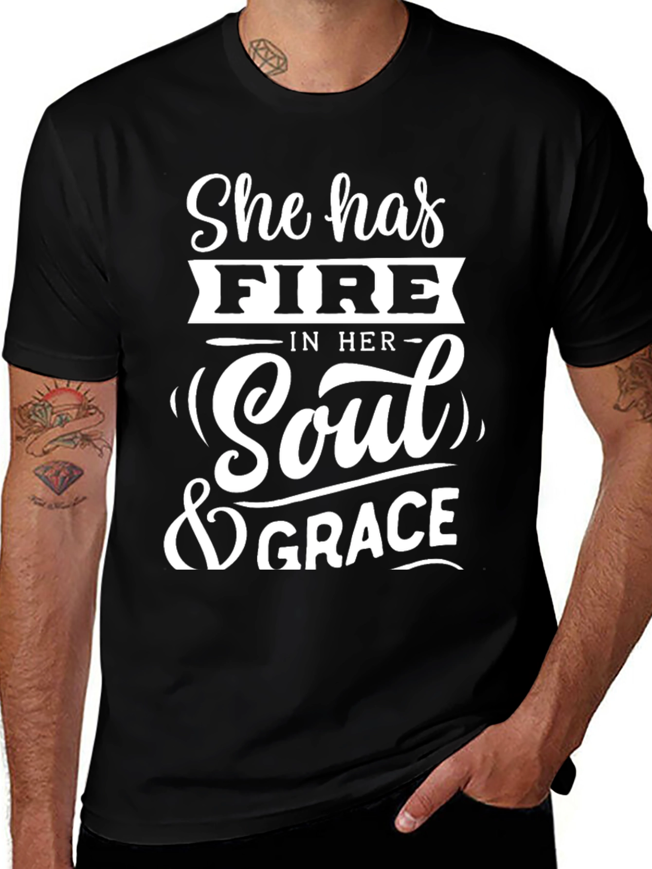 Variant 9 of She has Fire Soul & Grace Black T-Shirt