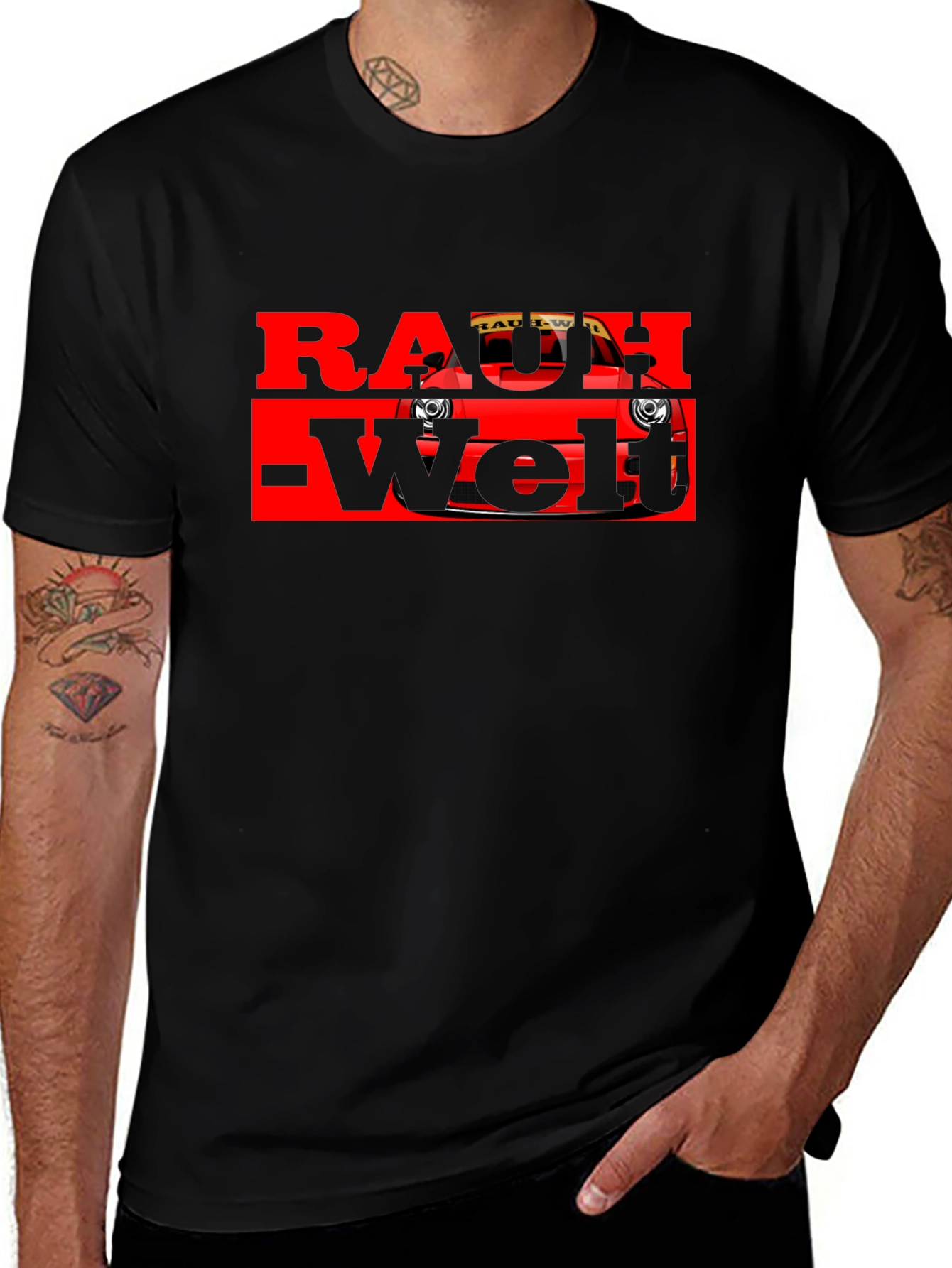 Rauh-Welt Begriff Car Graphic Black T-Shirt