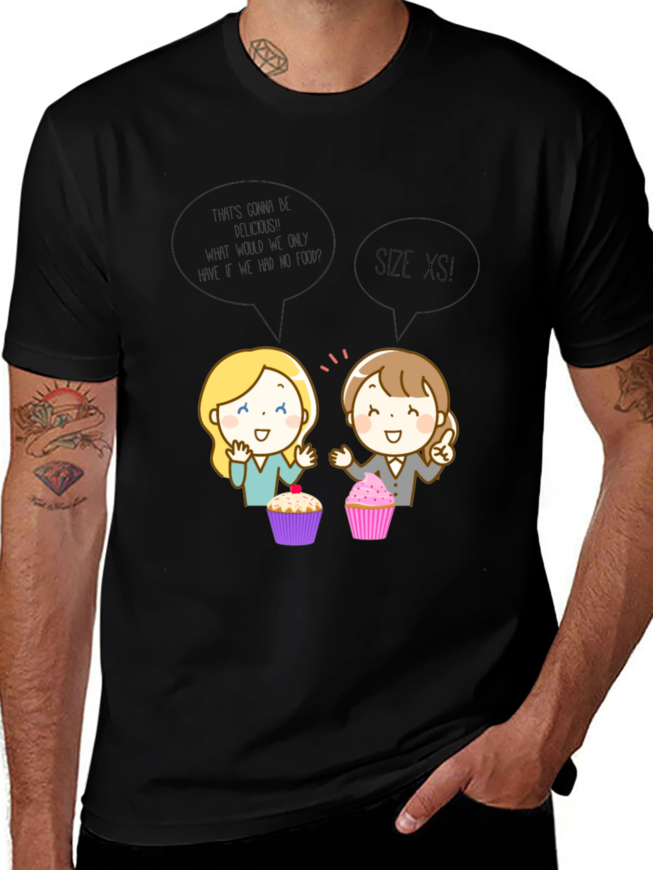 Variant 27 of Funny Cartoon Cupcake T-Shirt - Size XS