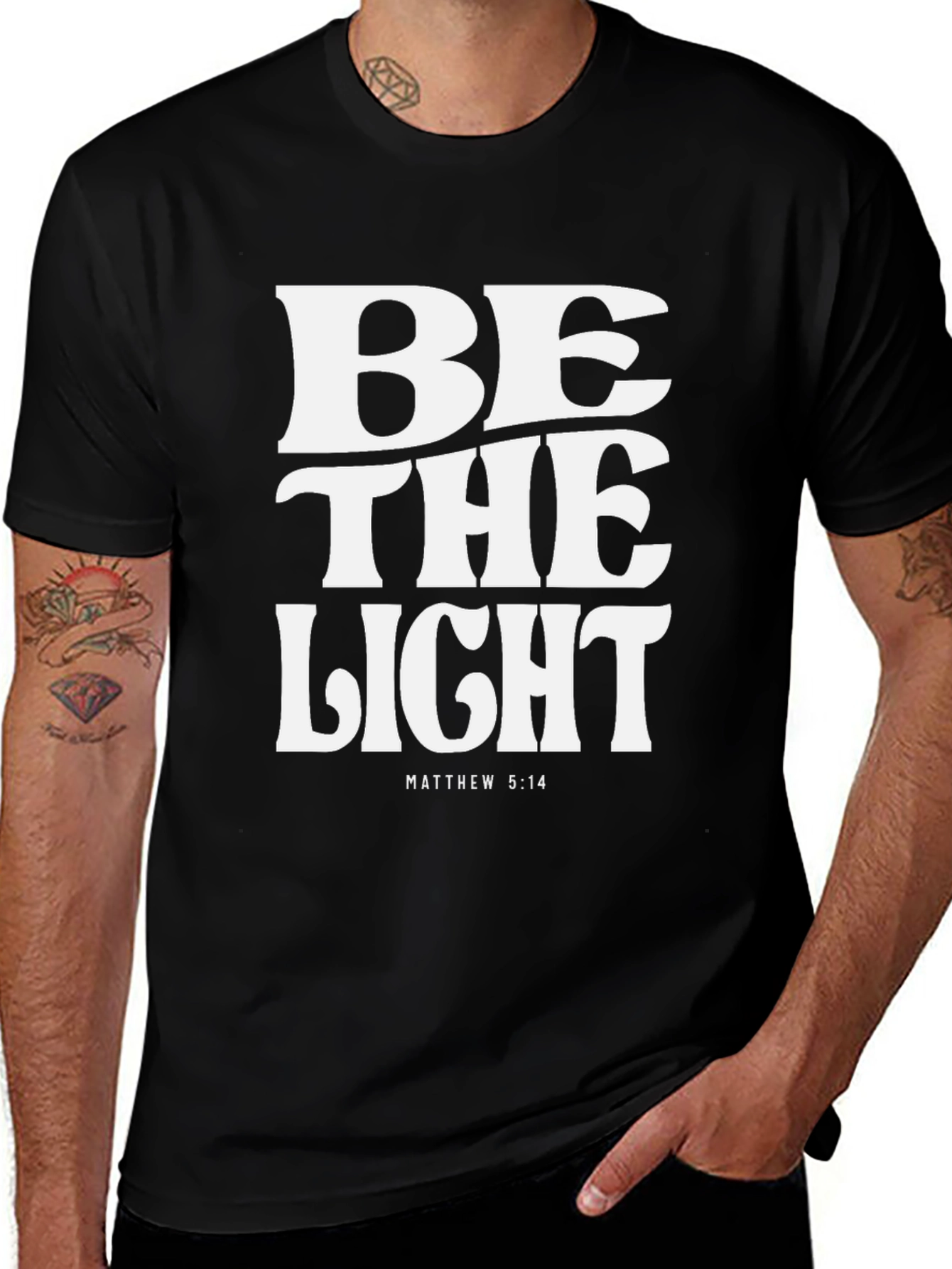 Variant 30 of Be the Light T-Shirt - Matthew 5:14 Black