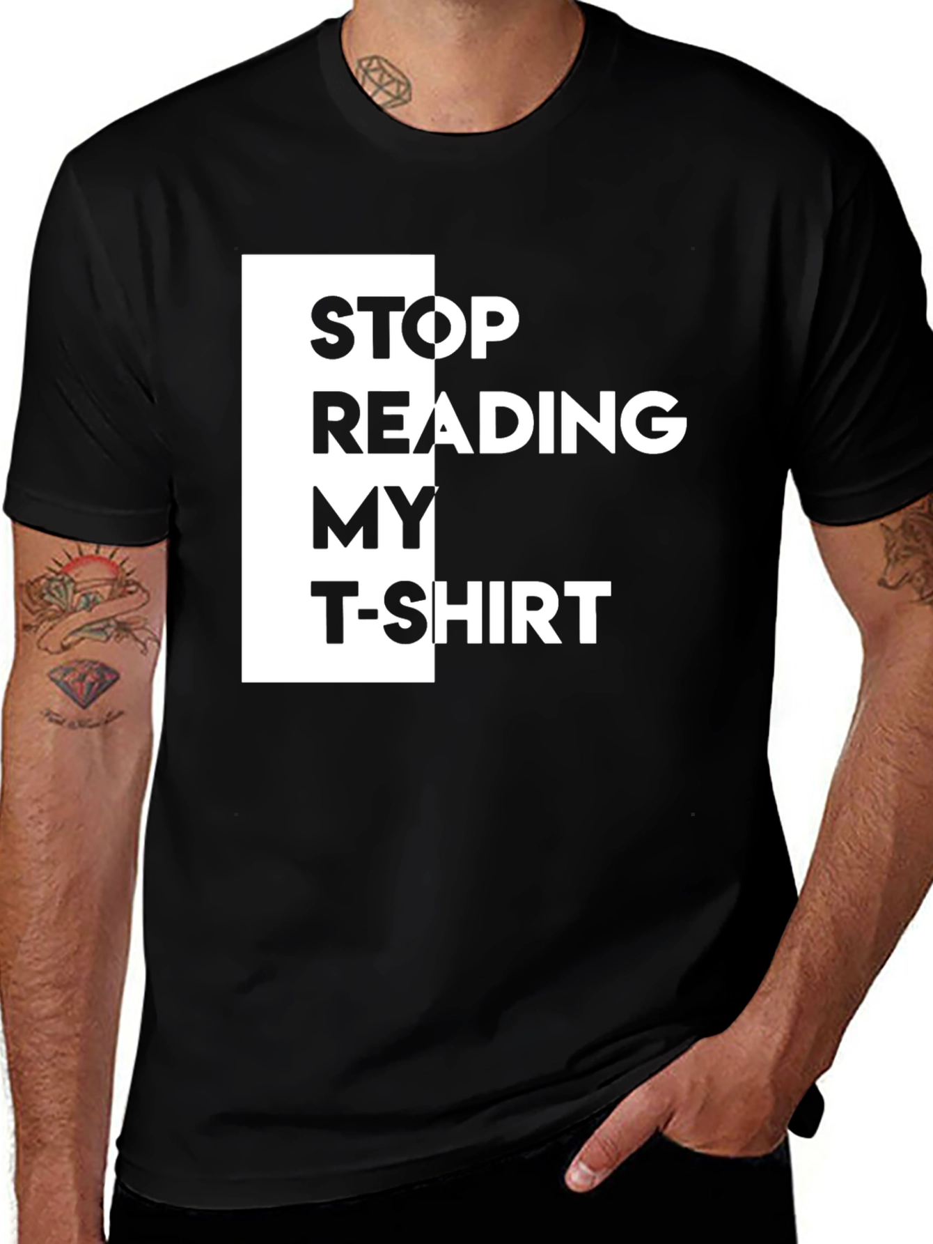 Black Funny Graphic Tee: Stop Reading My T-Shirt main image